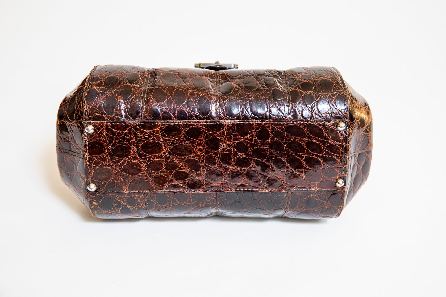 Vintage Brown Alligator Purse with a Buckle