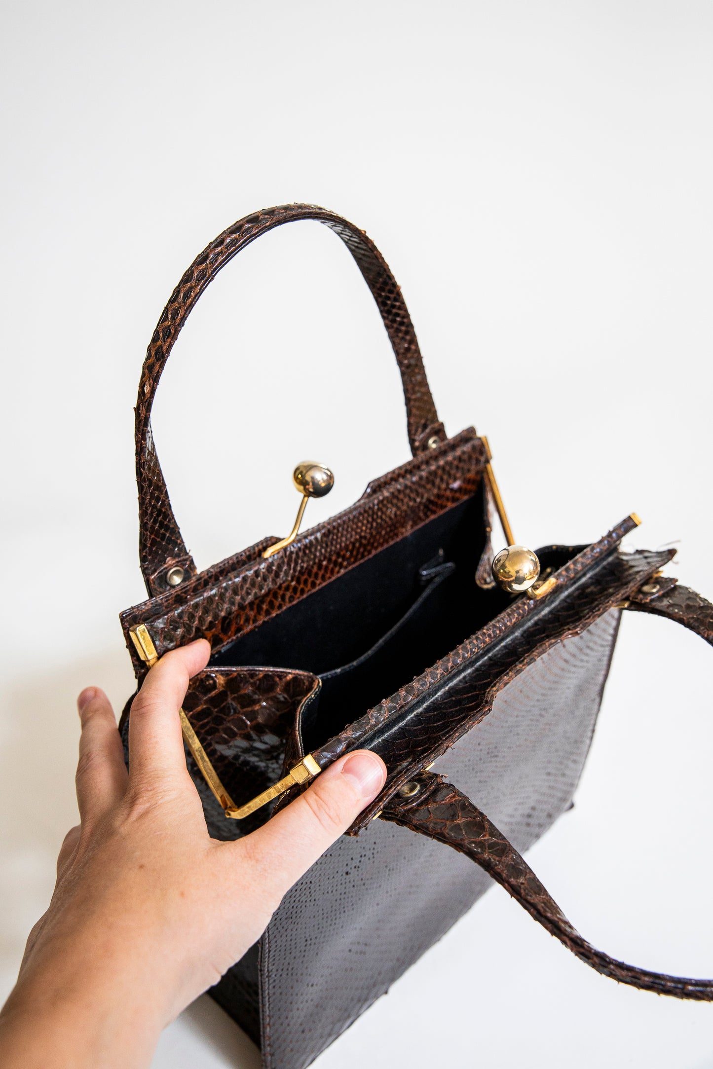 Vintage 1960's Brown Snake Purse