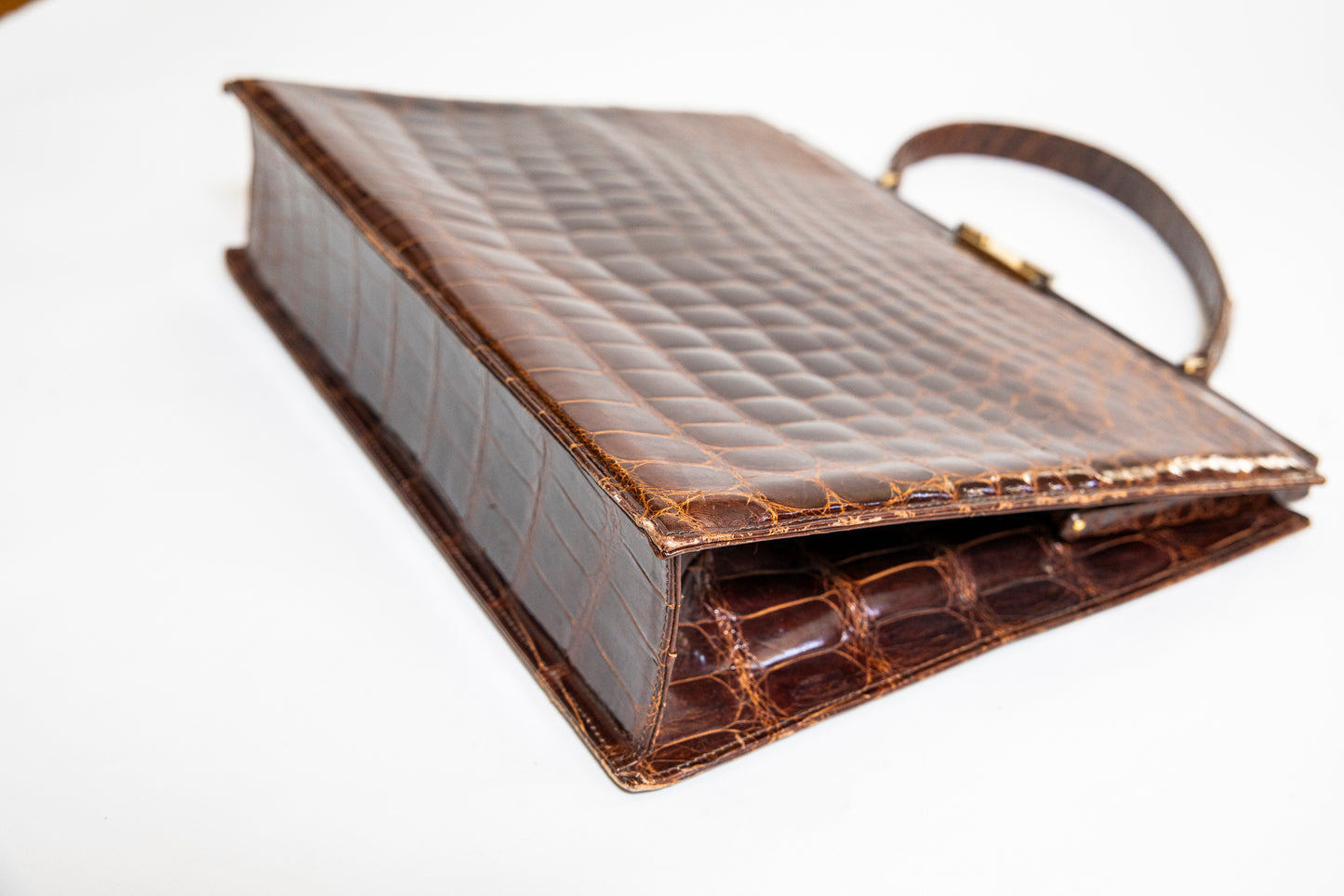 Vintage Large Brown Croc Leather Handbag