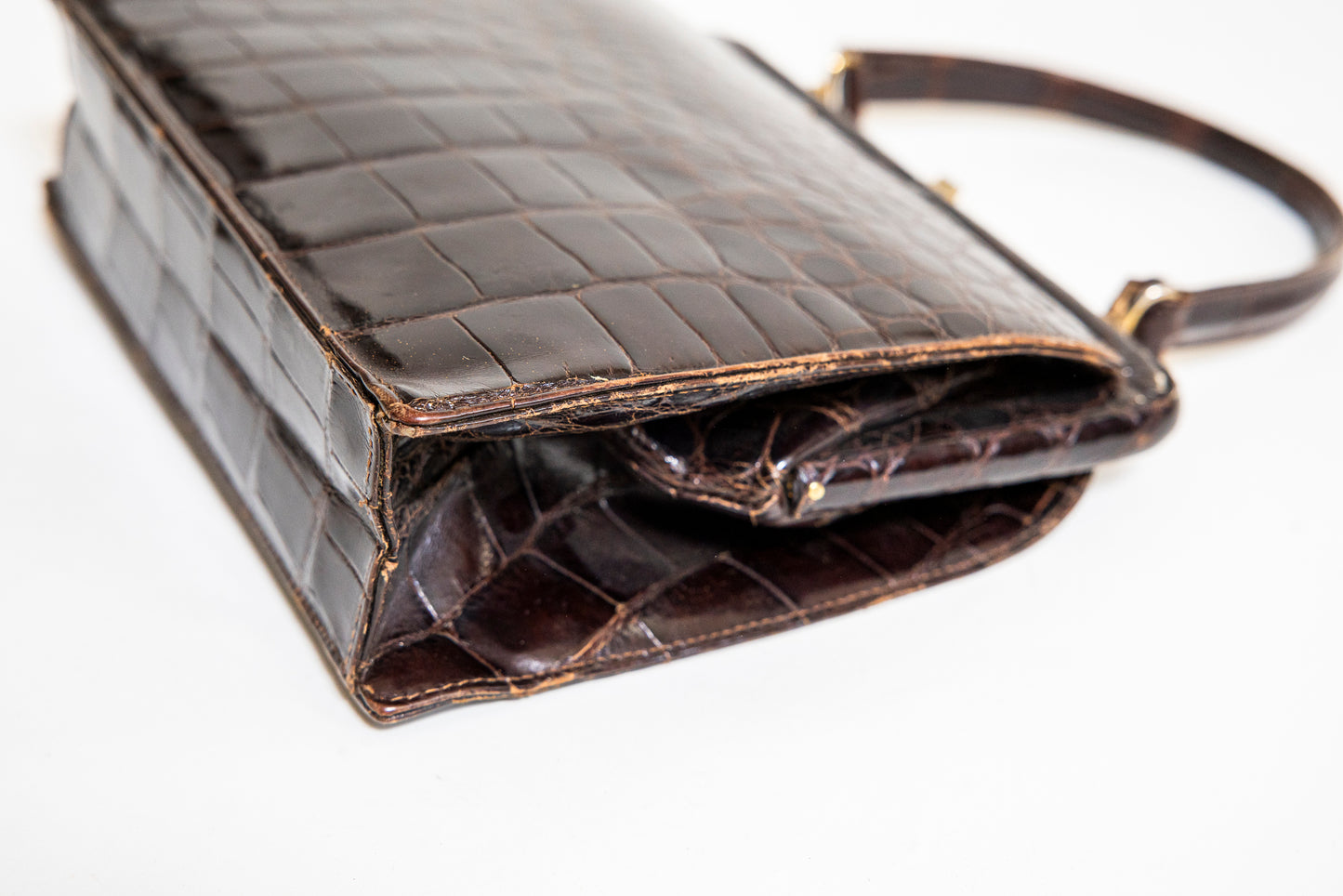 Vintage Brown Croc Leather Handbag