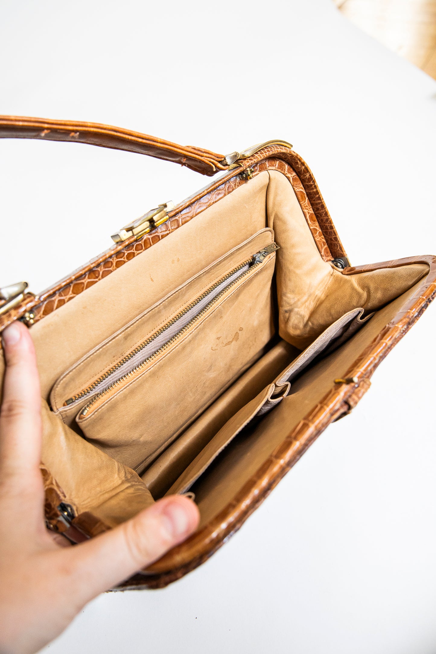 Vintage Brown Crocodile Bag