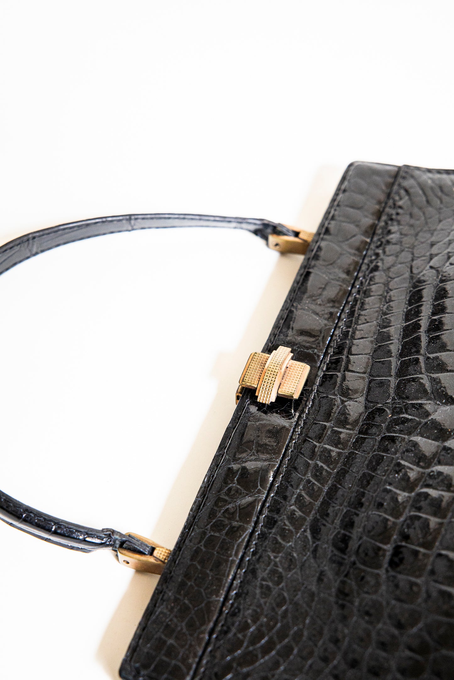 Vintage Black Croc Handbag