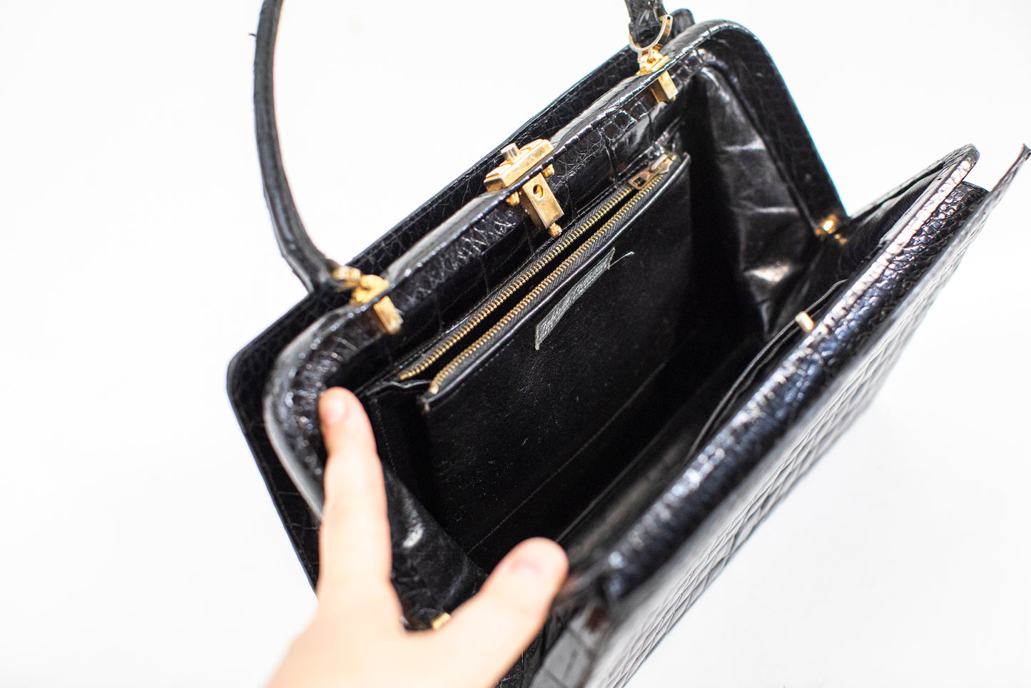 Vintage Black Crocodile Bag