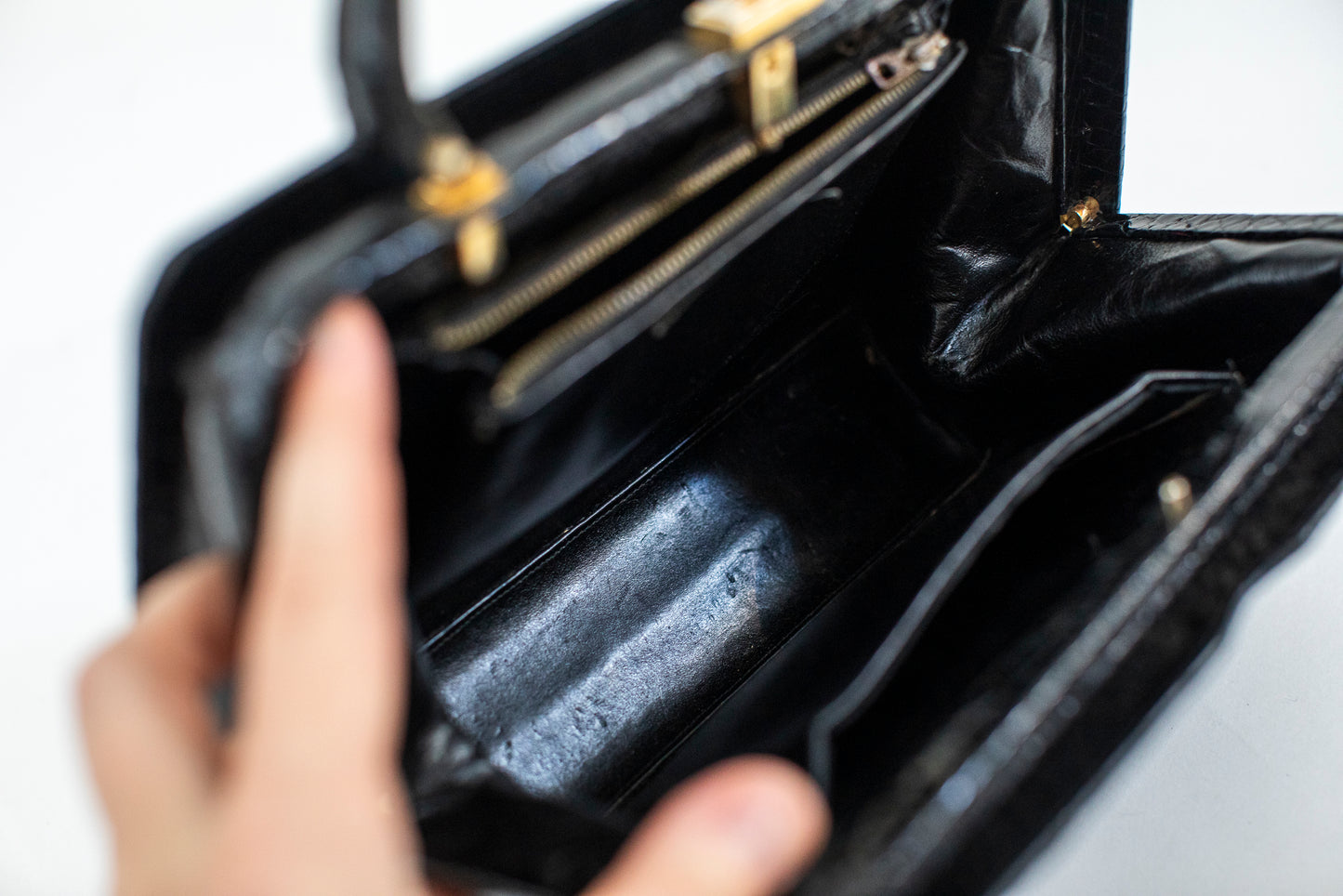 Vintage Black Crocodile Bag