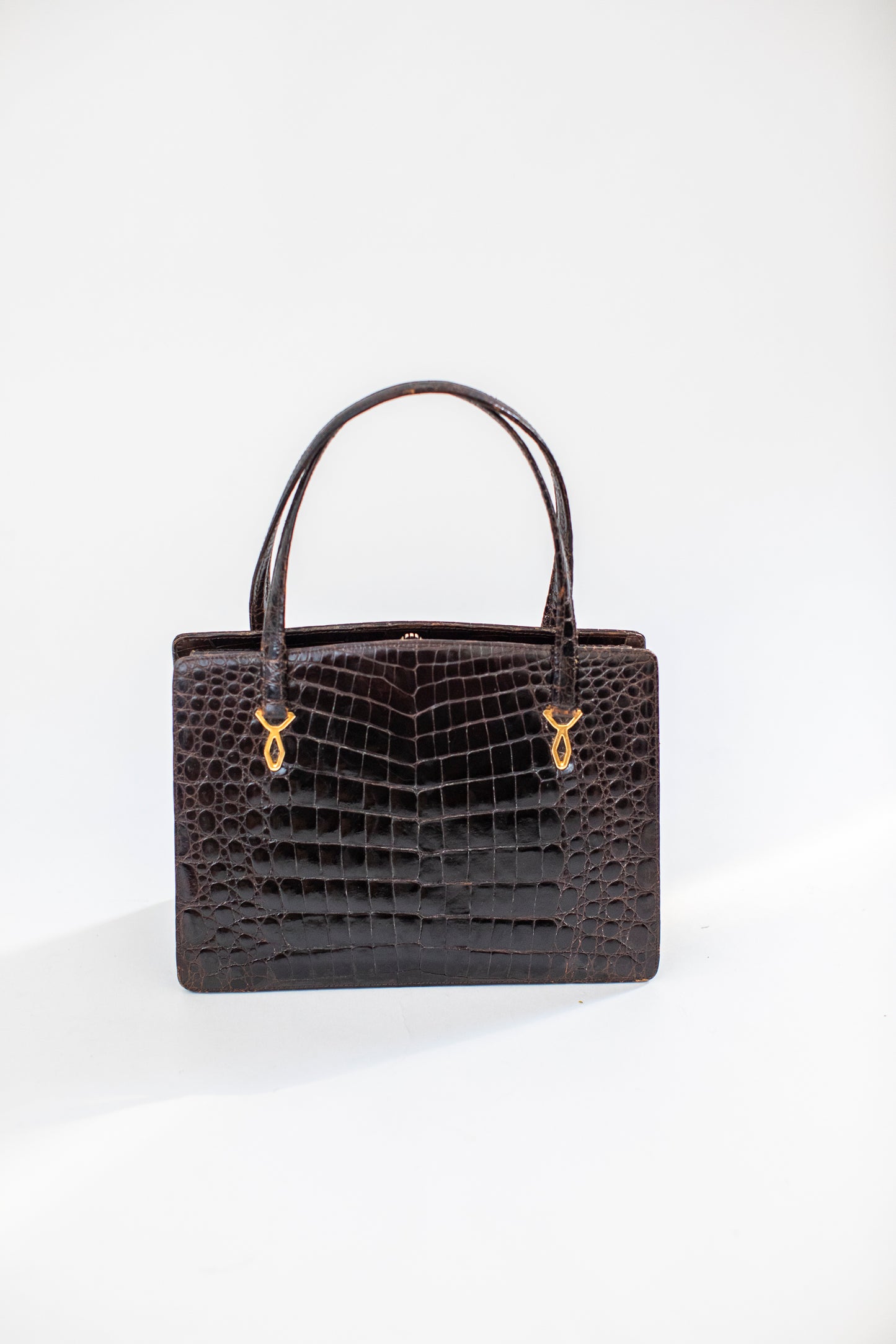 Vintage Brown Croc Bag with Two Handles