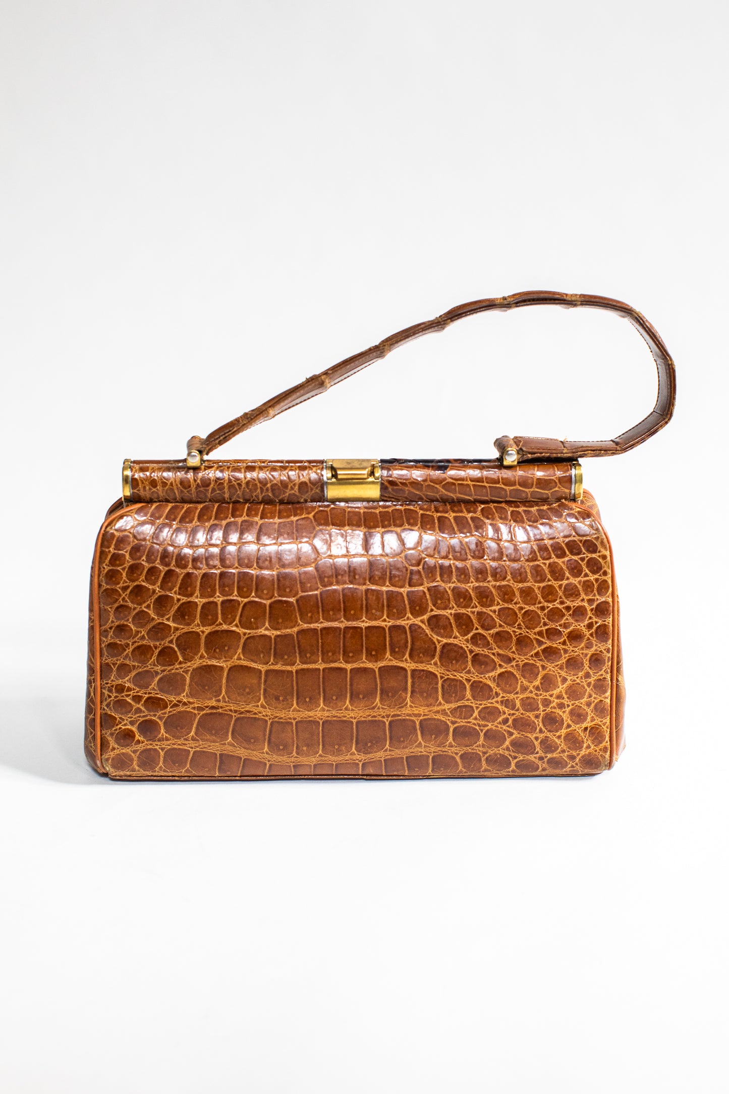Vintage Caramel Brown Crocodile Handbag