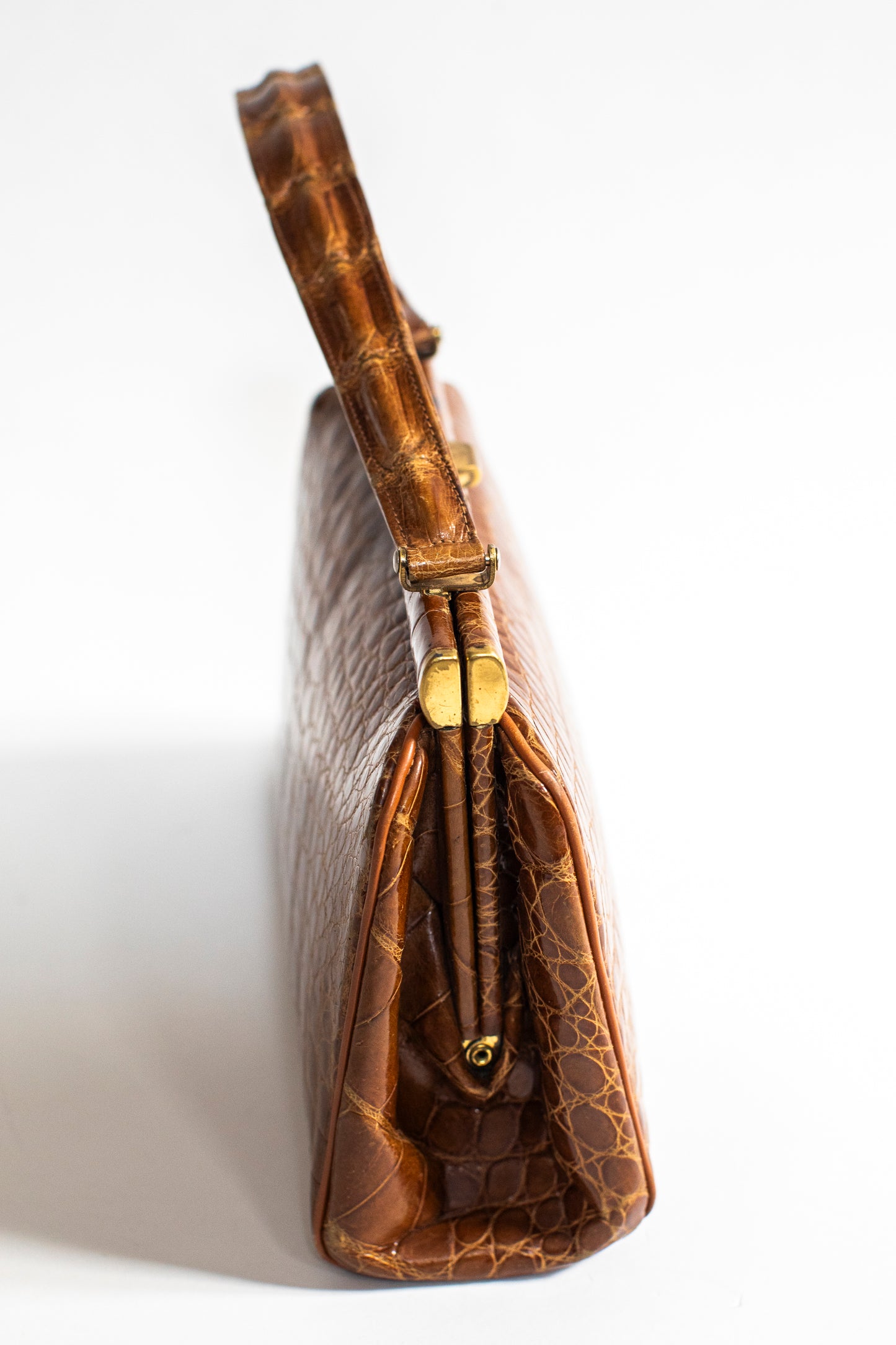 Vintage Caramel Brown Crocodile Handbag