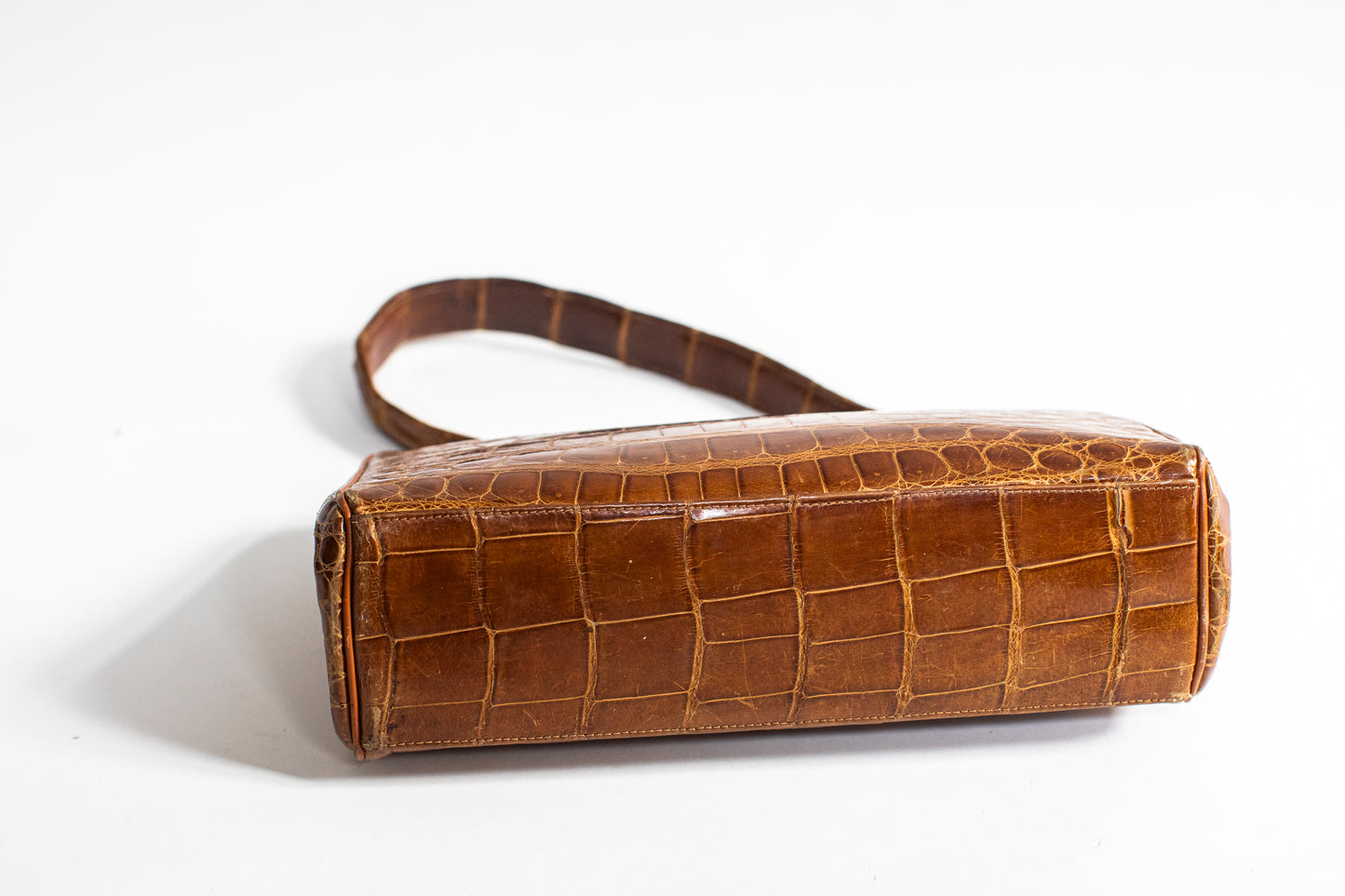 Vintage Caramel Brown Crocodile Handbag