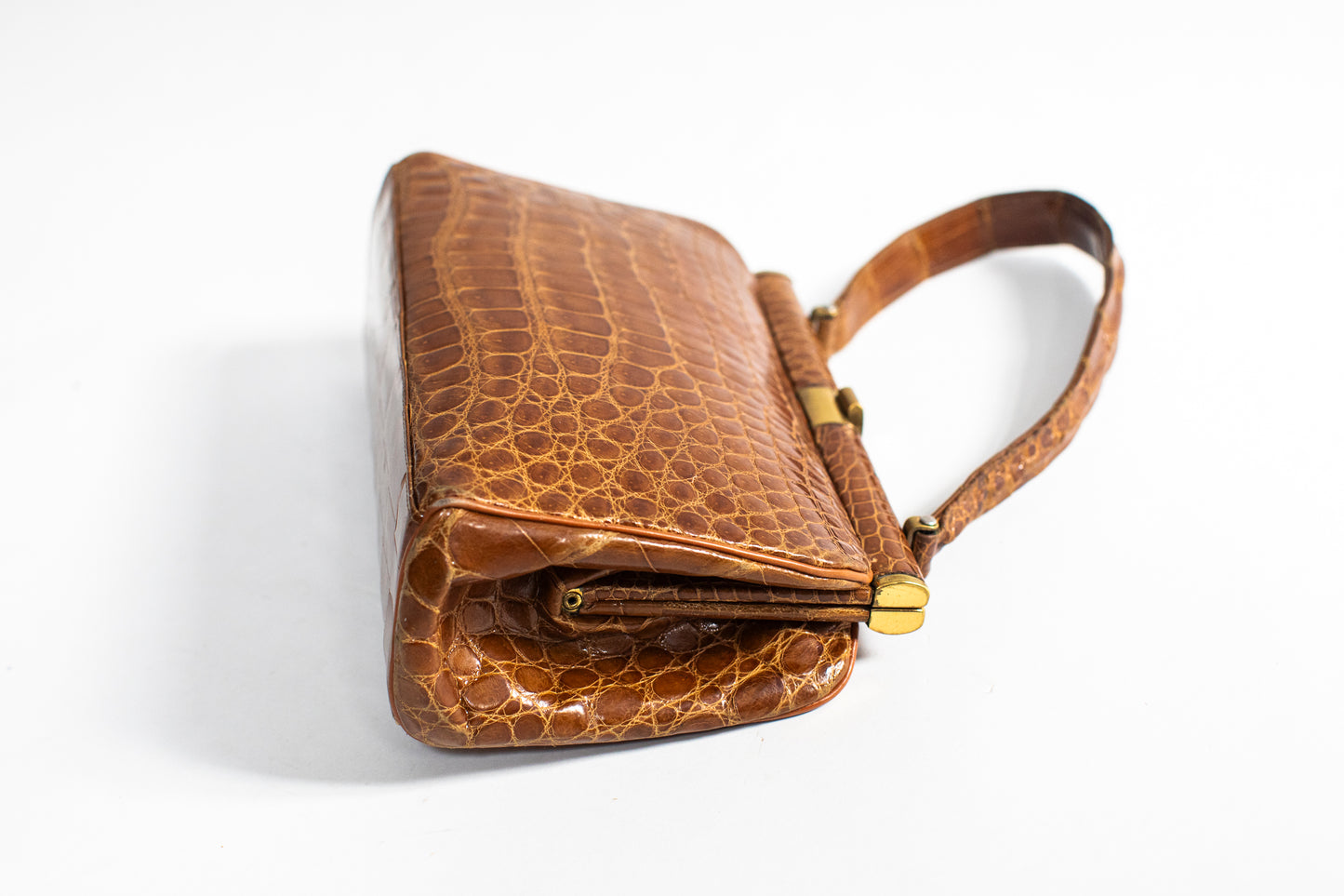 Vintage Caramel Brown Crocodile Handbag
