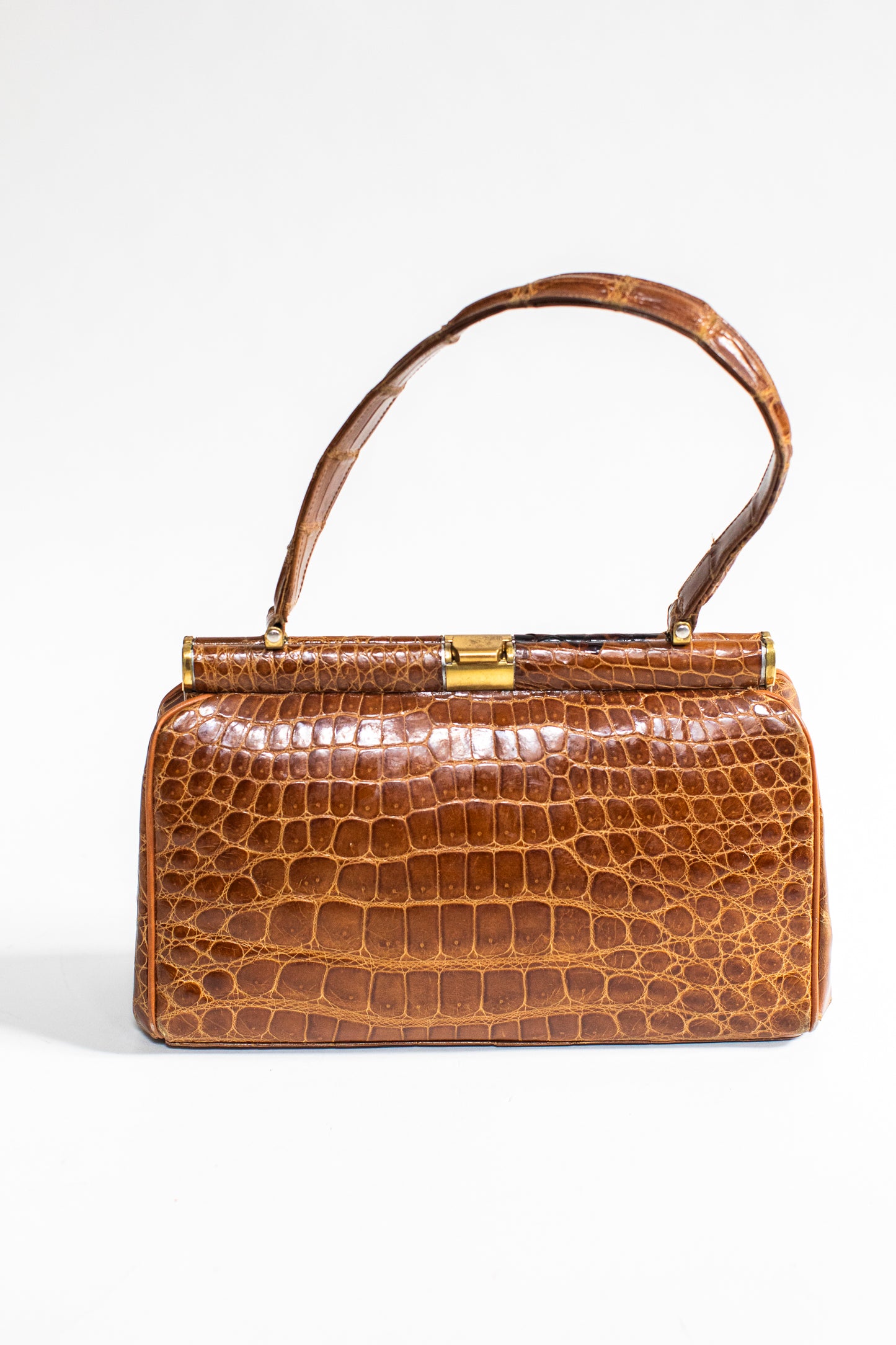 Vintage Caramel Brown Crocodile Handbag