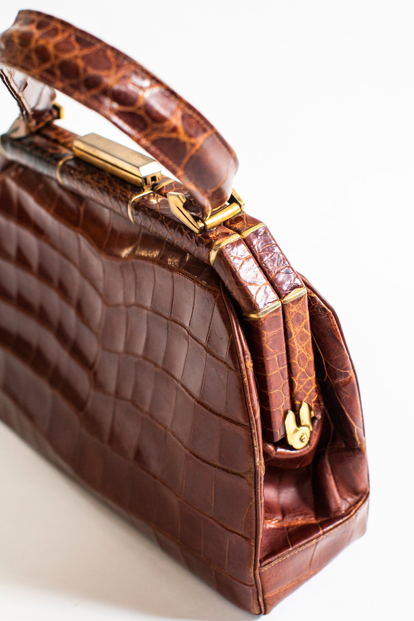 Vintage 40's Brown Croc Bag