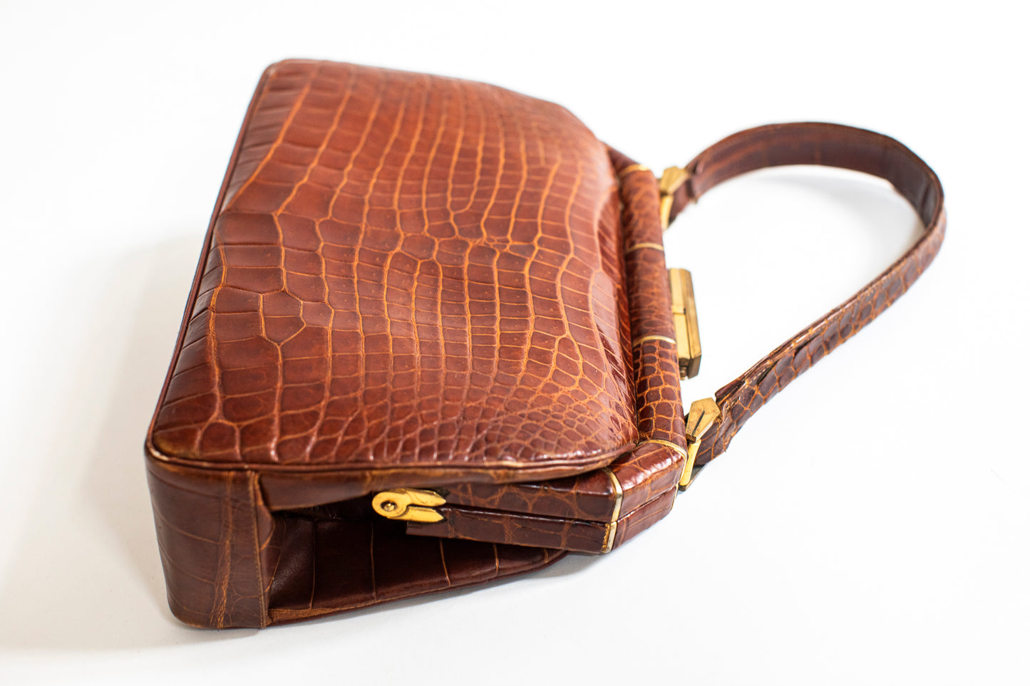 Vintage 40's Brown Croc Bag