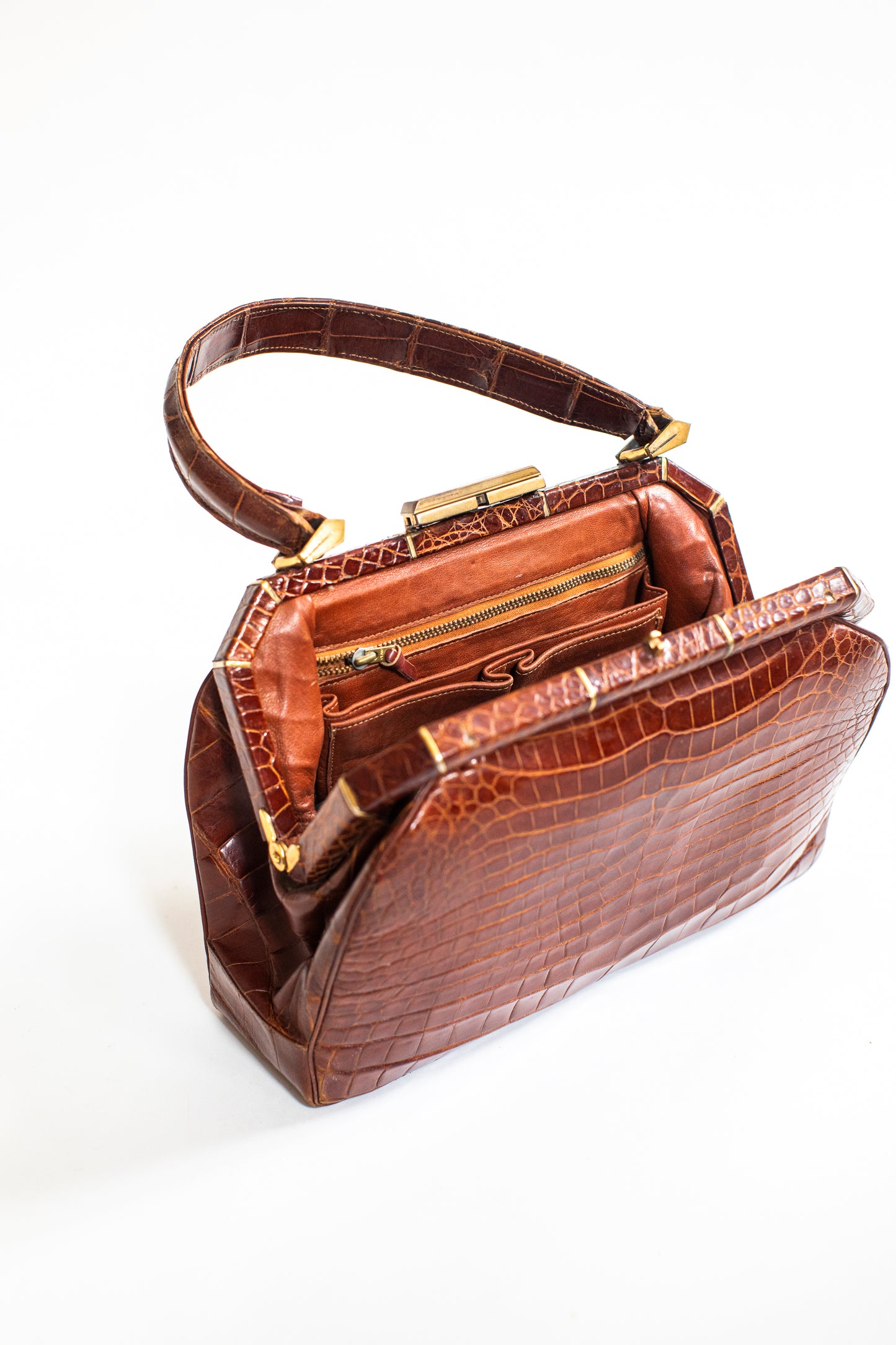 Vintage 40's Brown Croc Bag