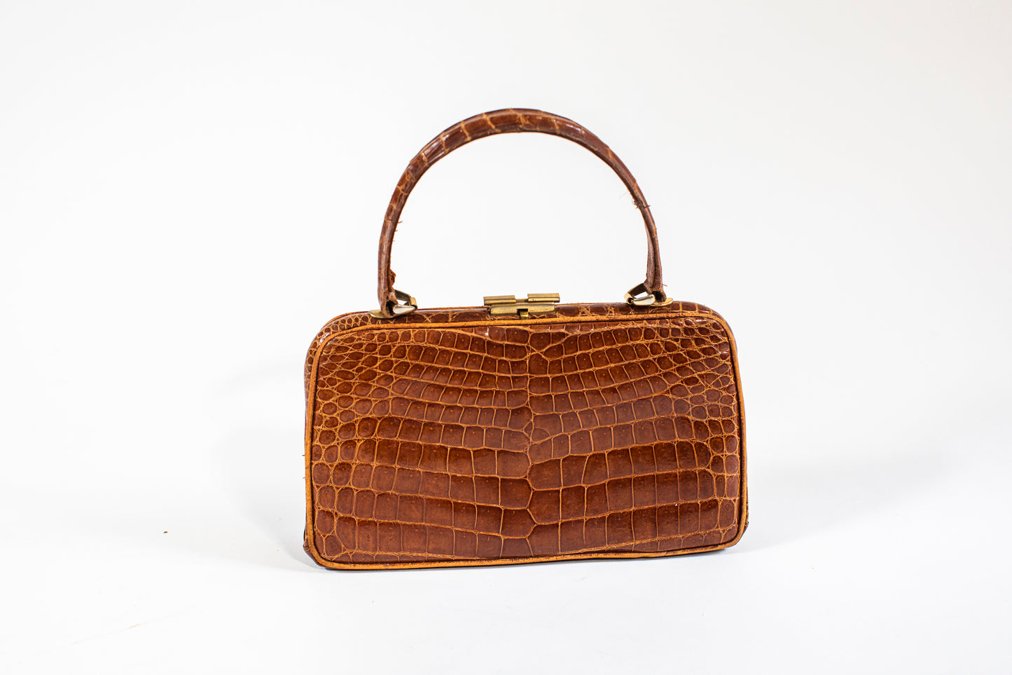 Vintage Caramel Brown Croc Bag