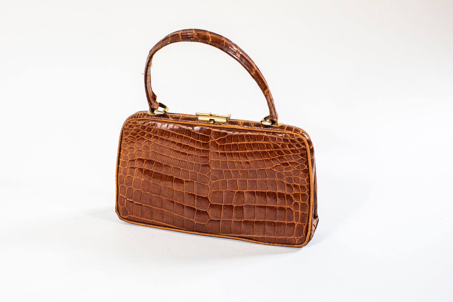 Vintage Caramel Brown Croc Bag
