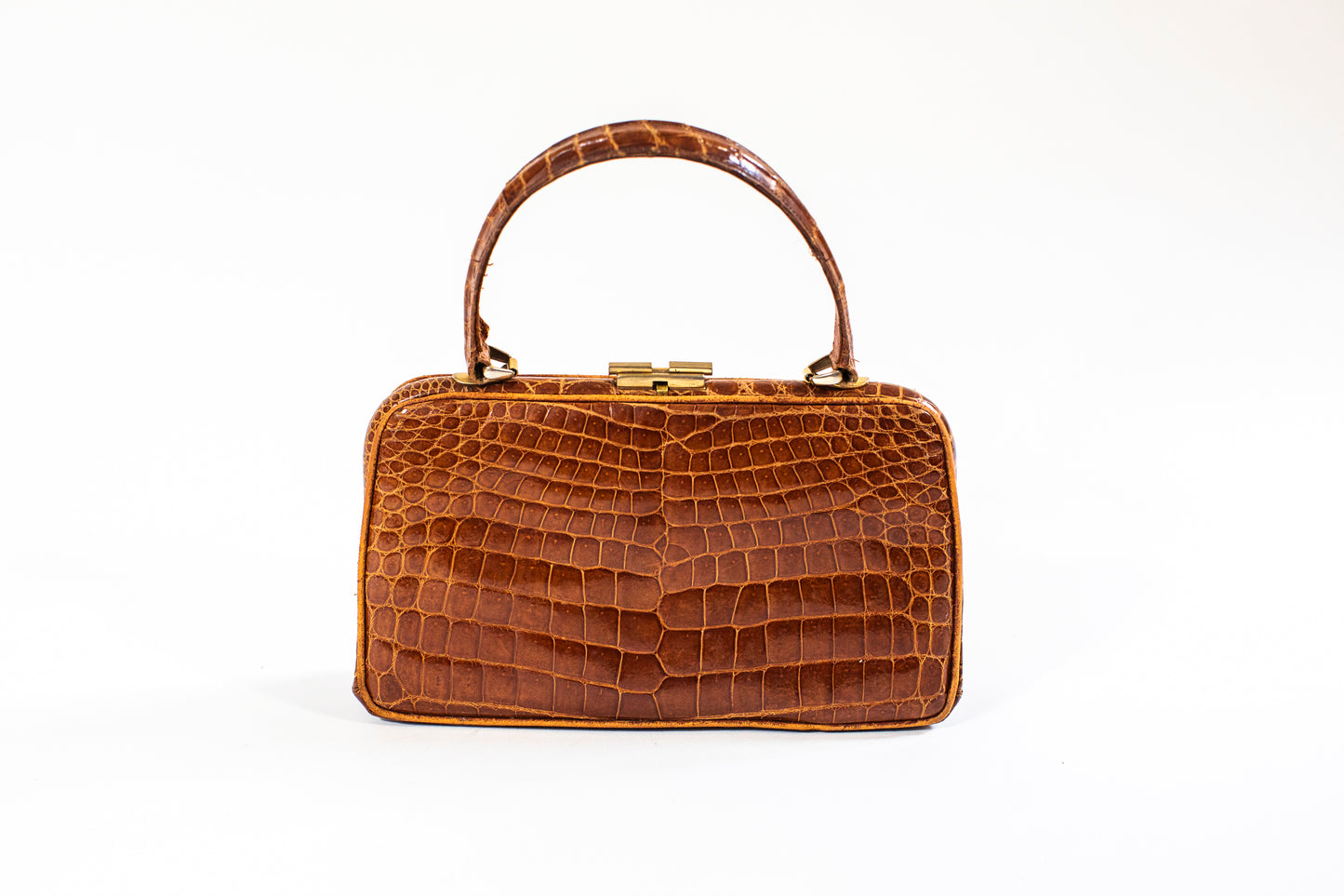 Vintage Caramel Brown Croc Bag