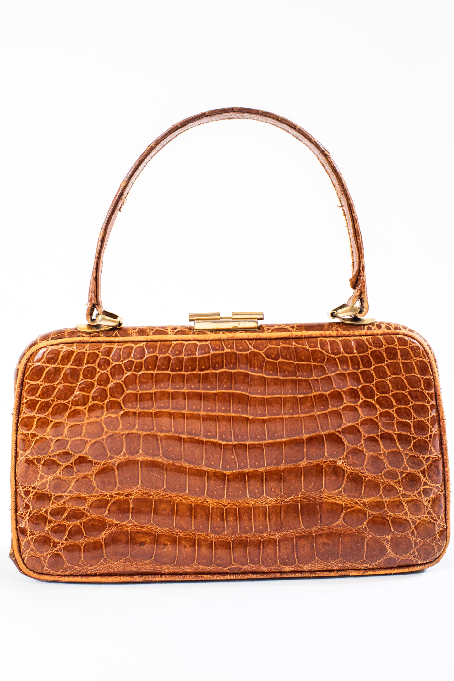 Vintage Caramel Brown Croc Bag