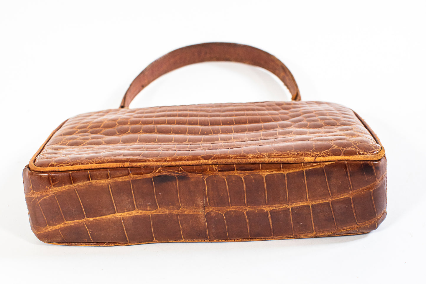 Vintage Caramel Brown Croc Bag