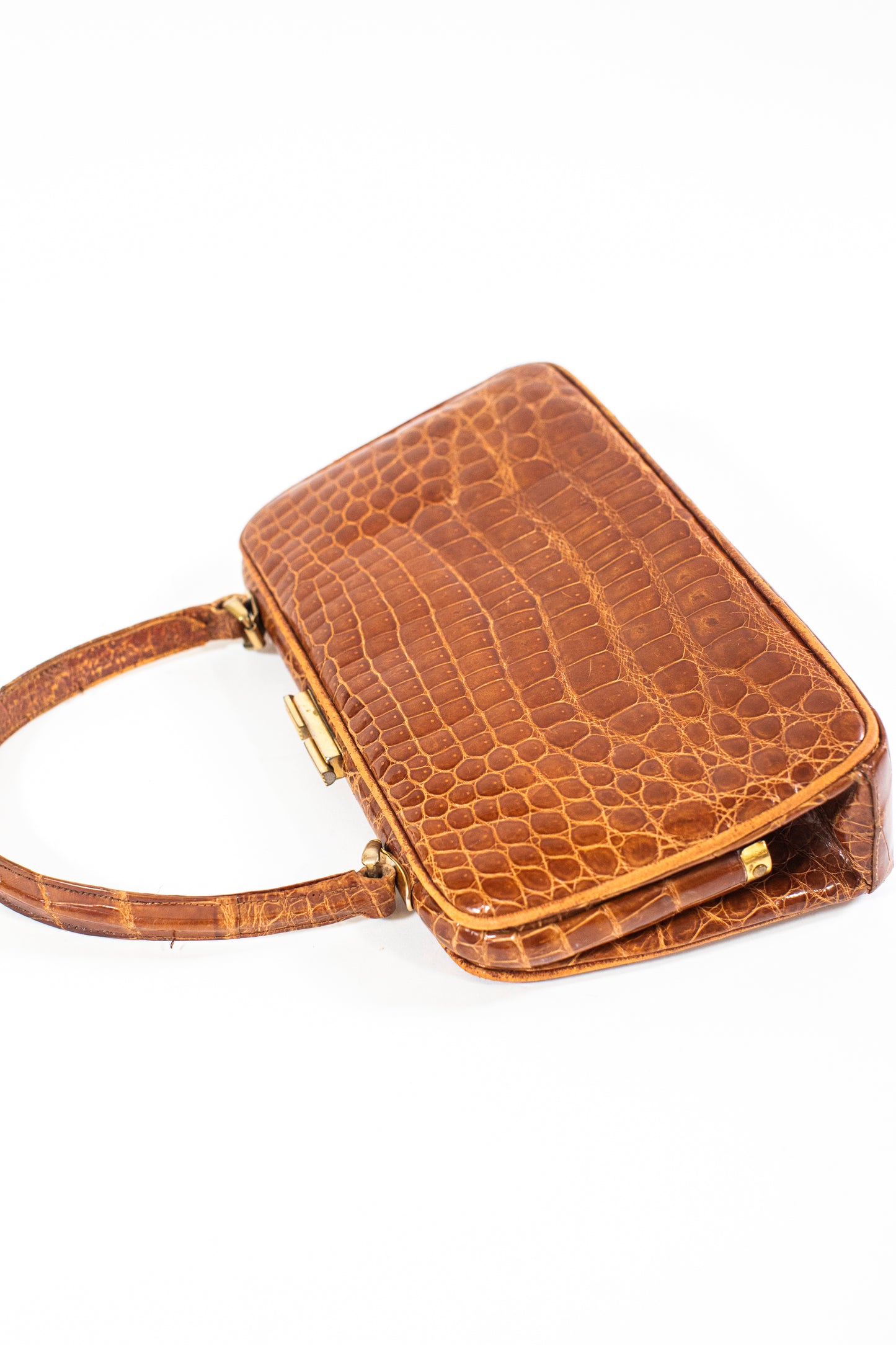 Vintage Caramel Brown Croc Bag
