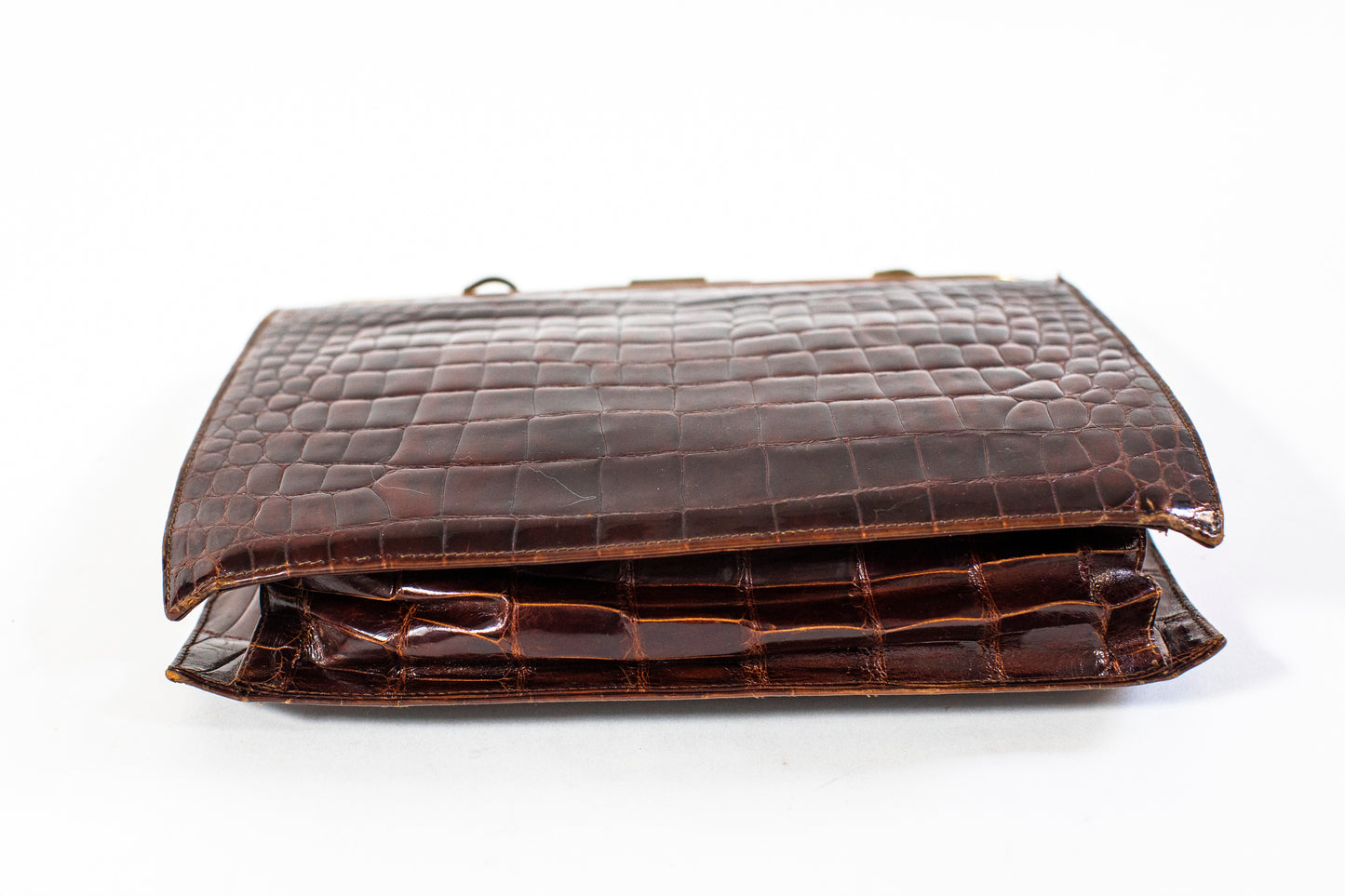 Large Vintage Brown Croc Bag with a Chain