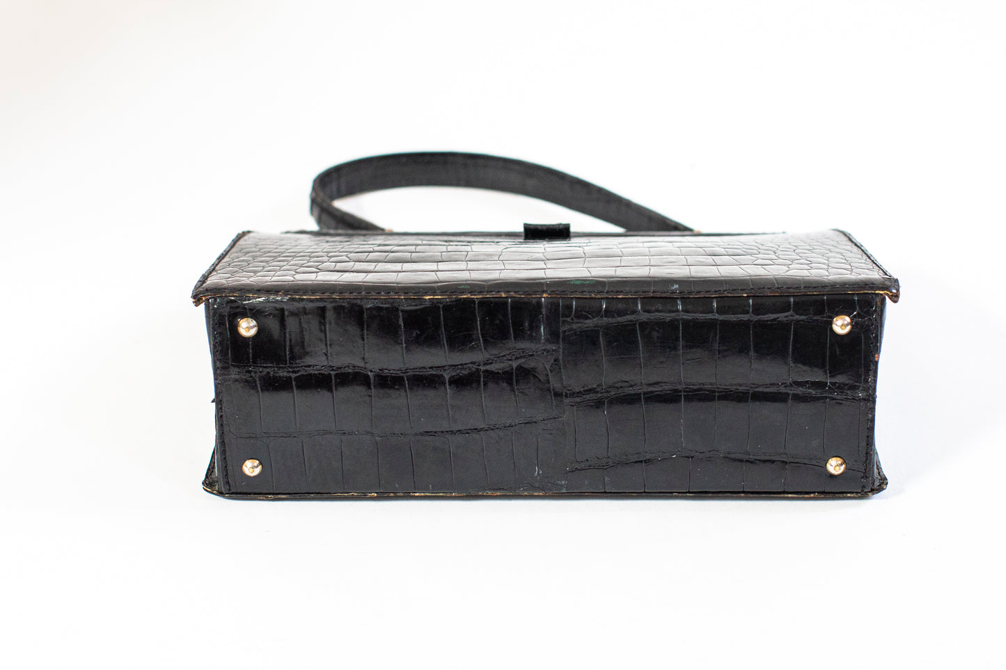Large Vintage Black Croc Bag