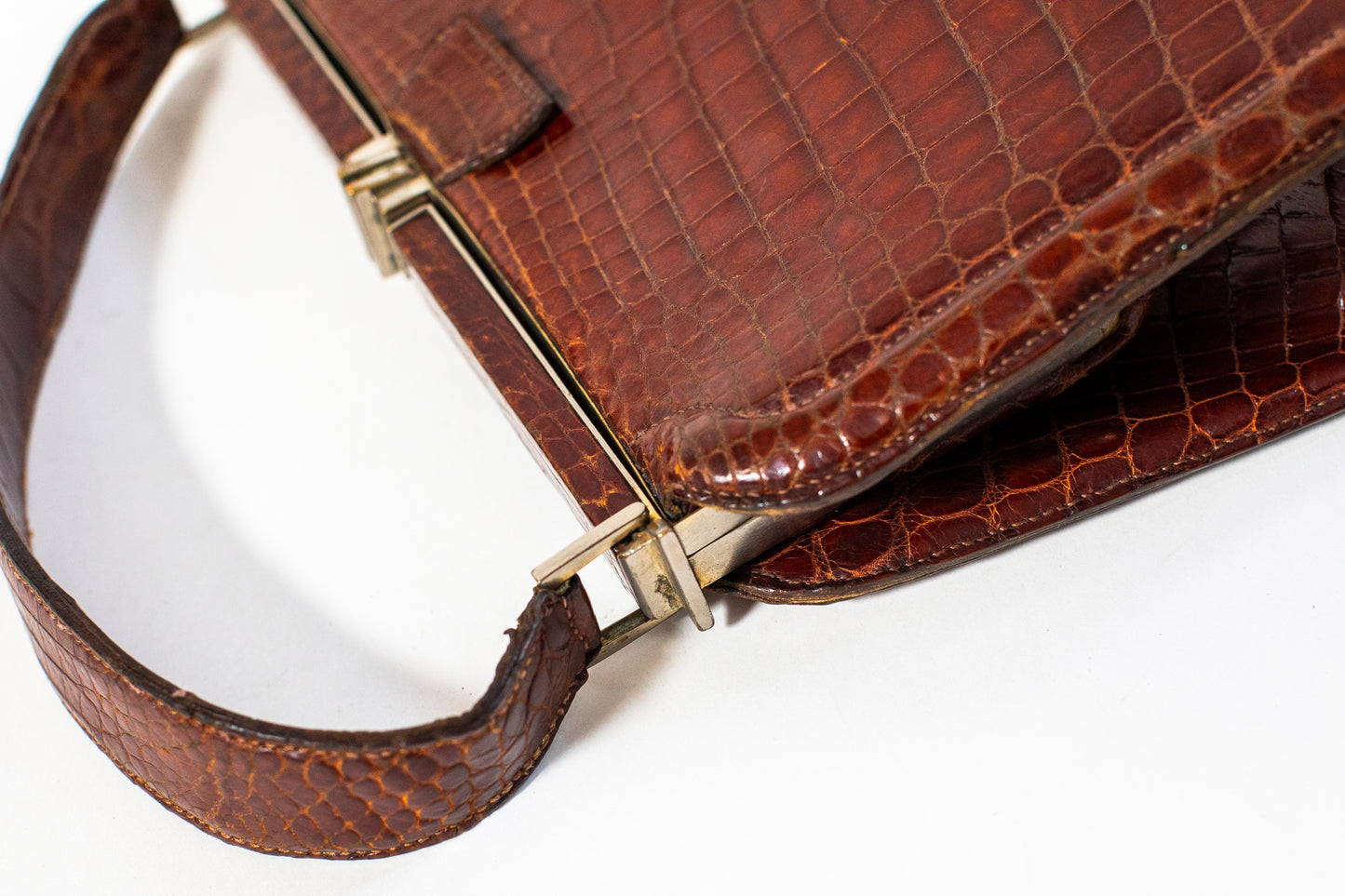 Vintage 40's Brown Croc Bag