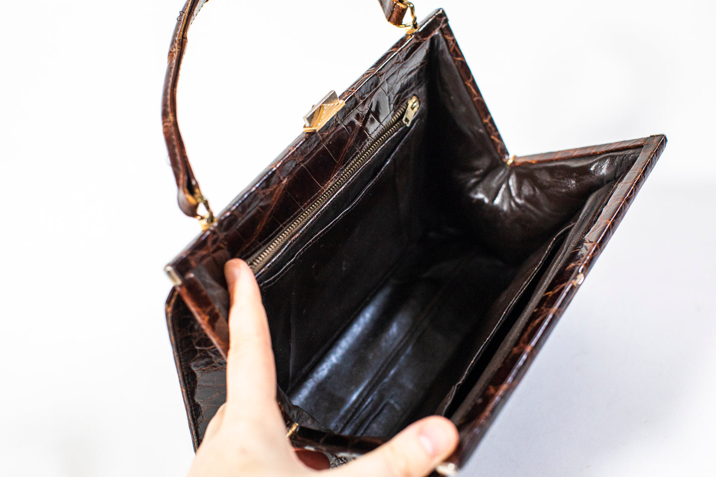 Vintage Brown Crocodile Handbag