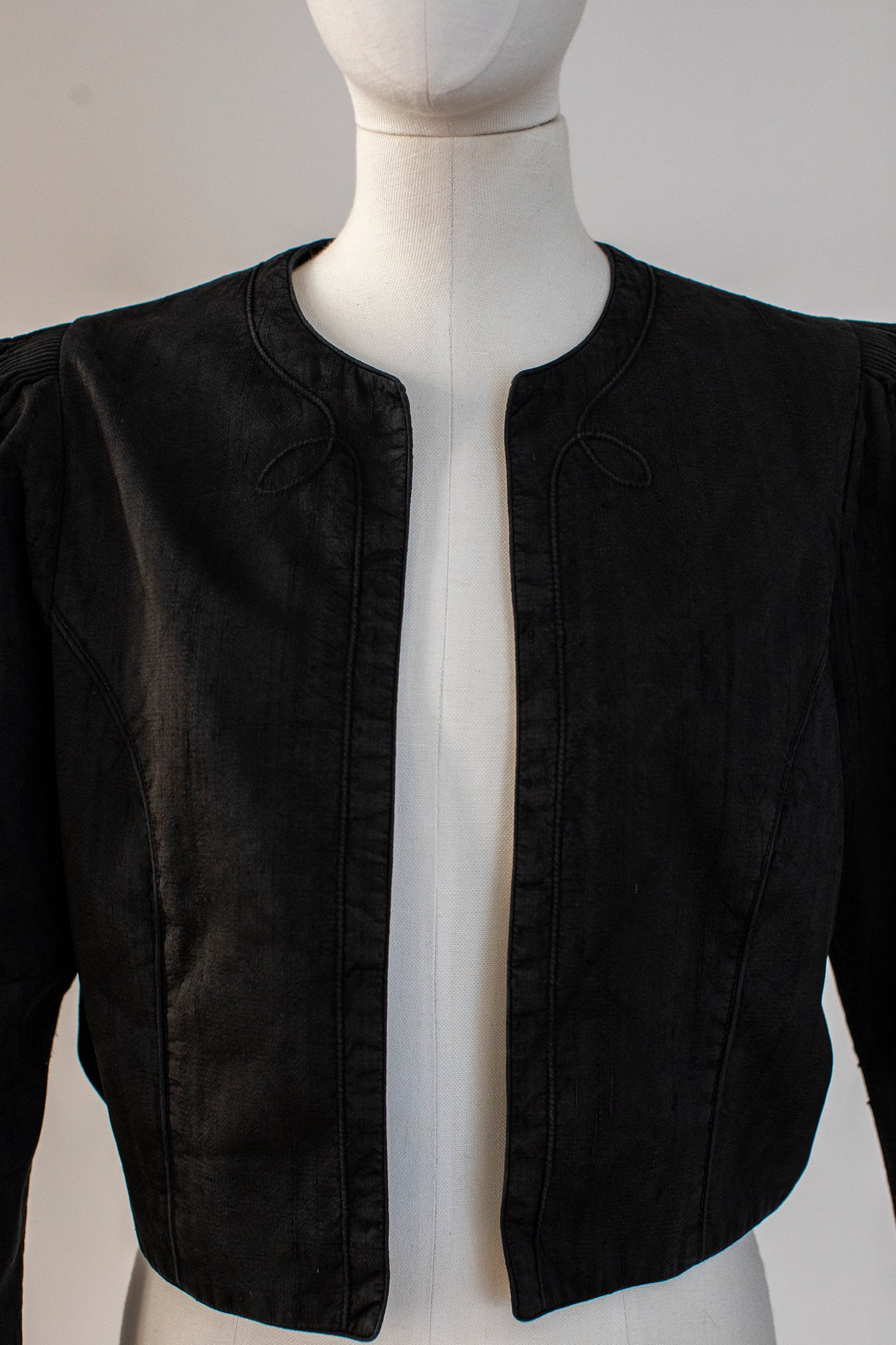 Vintage Austrian Black Wild Silk Blazer by Sportalm Size XS-S