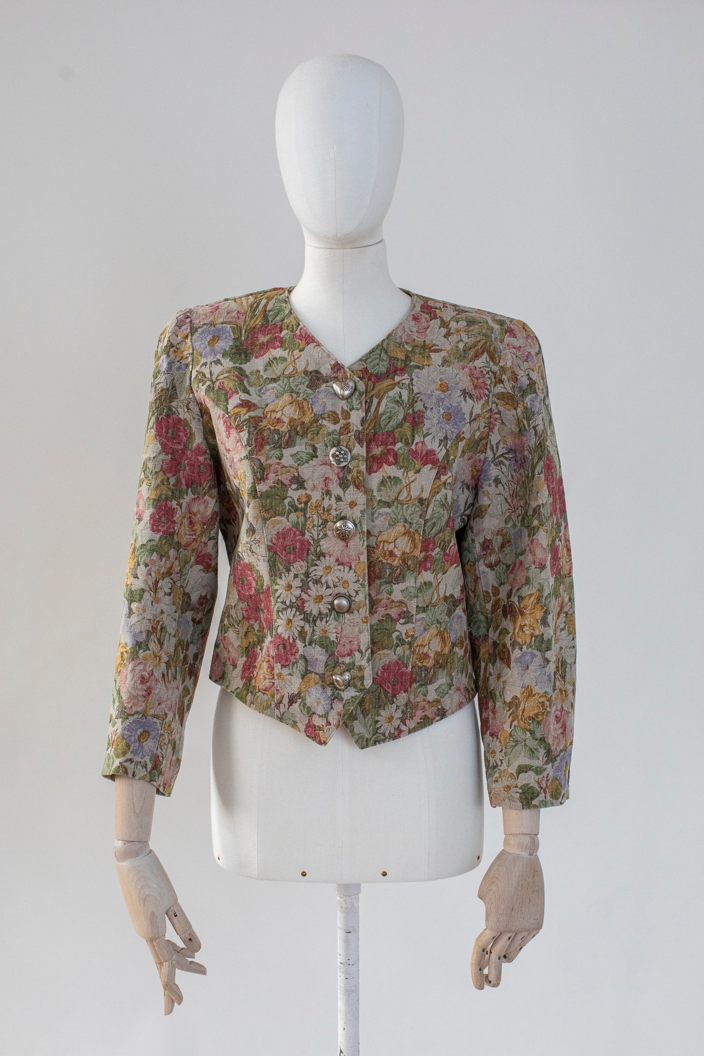Vintage Austrian Tapestry Linen Blazer Size XS/S
