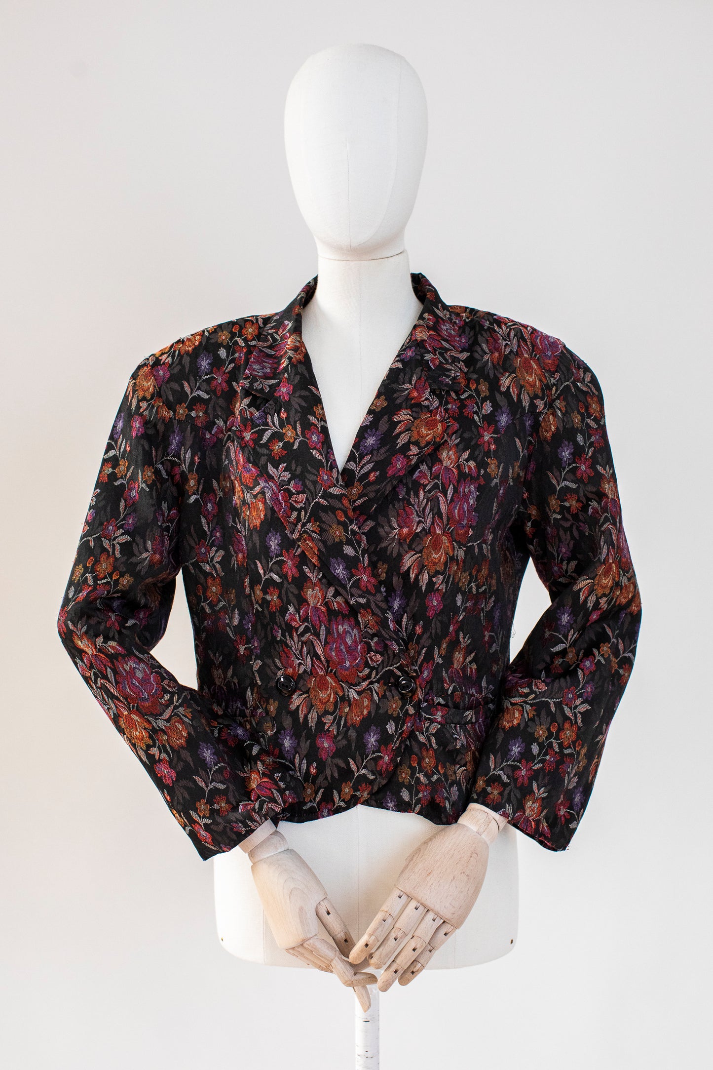 1990s Vintage Austrian Tapestry Silky Blazer Size M