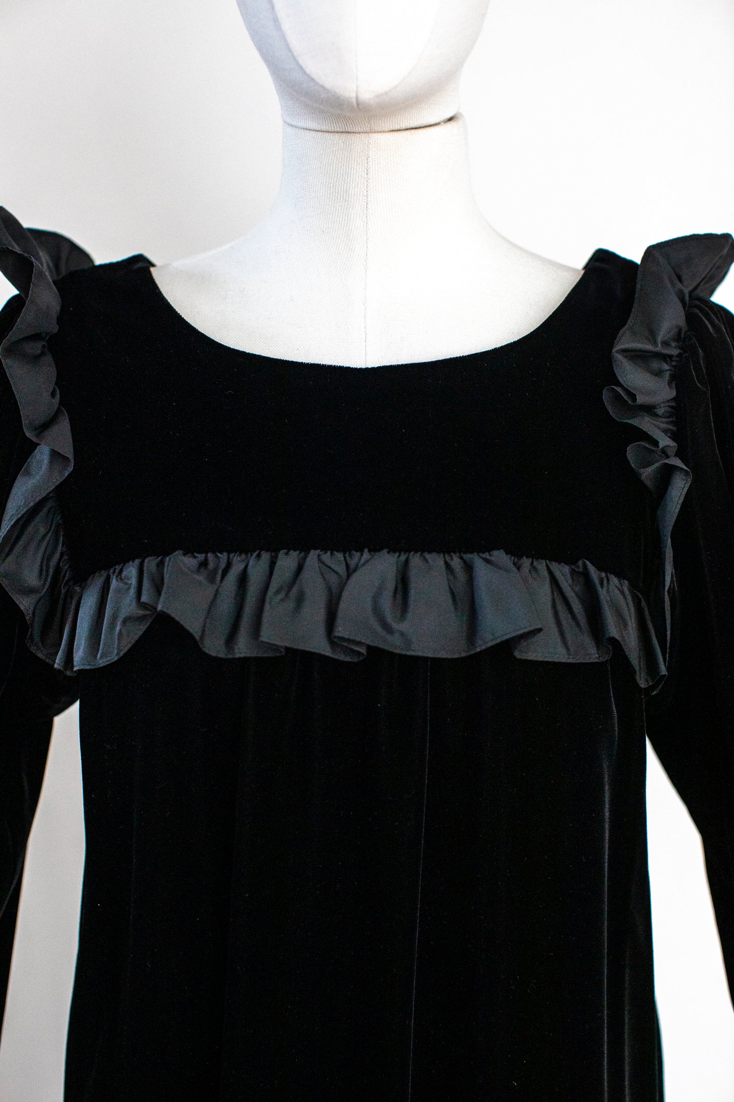 1970s Vintage Black Velvet Evening Dress by Yves Saint Laurent Rive Gauche Size S-M