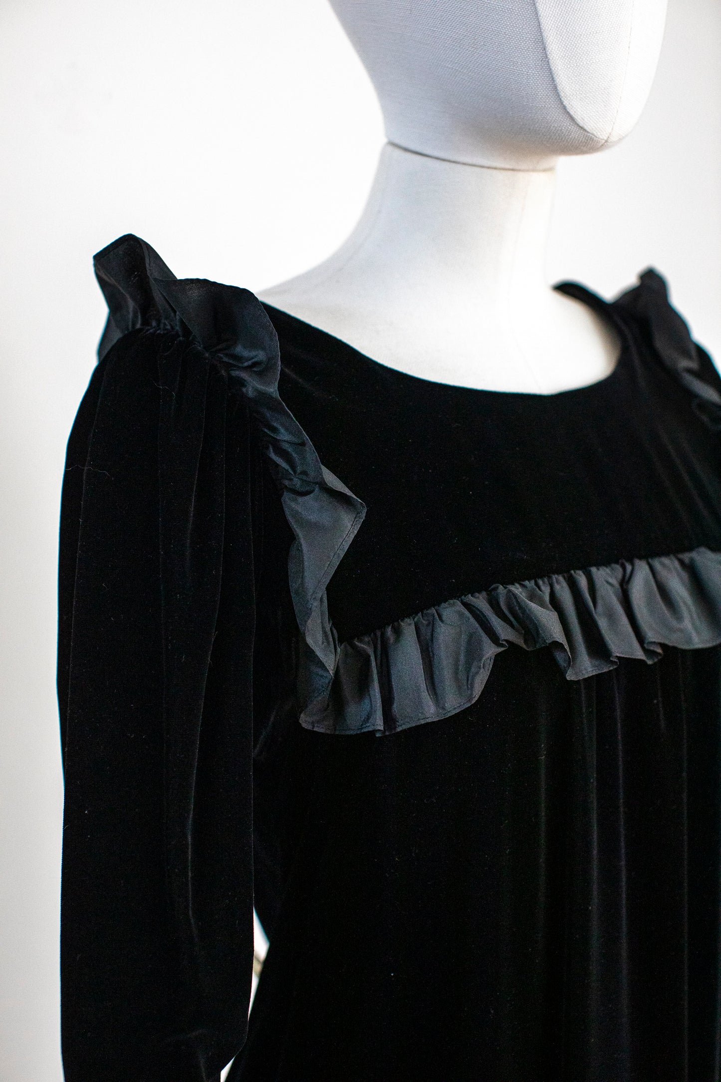 1970s Vintage Black Velvet Evening Dress by Yves Saint Laurent Rive Gauche Size S-M