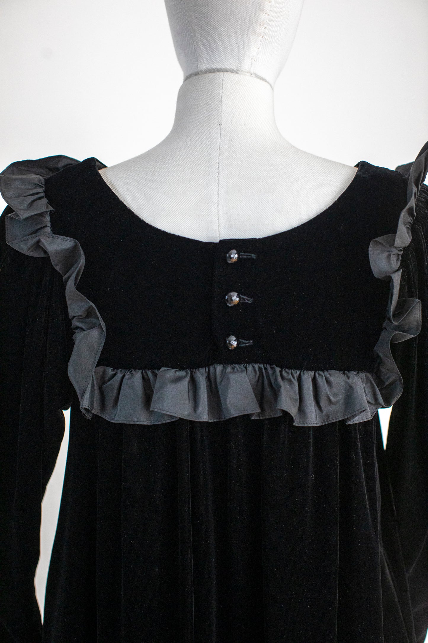 1970s Vintage Black Velvet Evening Dress by Yves Saint Laurent Rive Gauche Size S-M