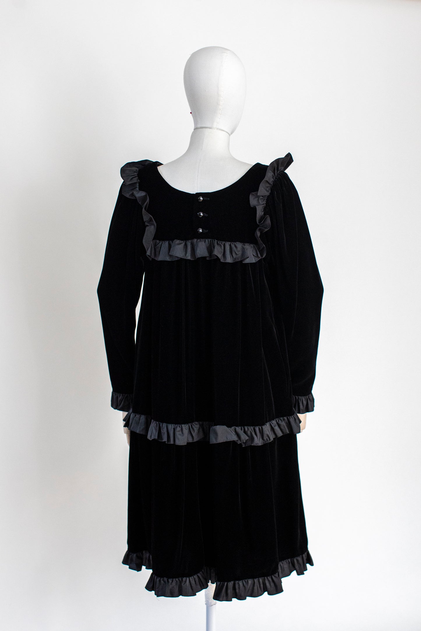 1970s Vintage Black Velvet Evening Dress by Yves Saint Laurent Rive Gauche Size S-M