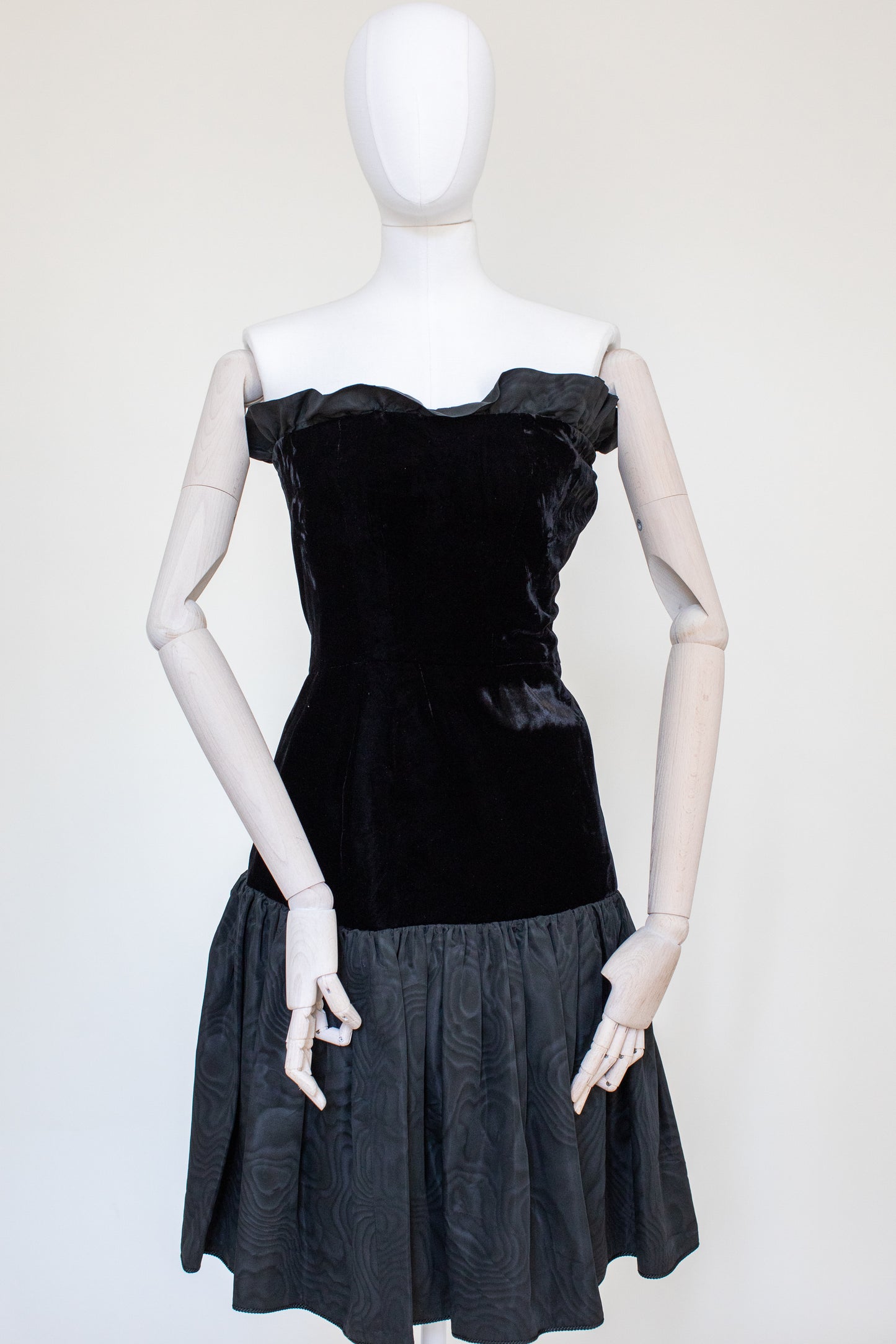 1980s Vintage Black Velvet Evening Dress by Yves Saint Laurent Rive Gauche Size S-M