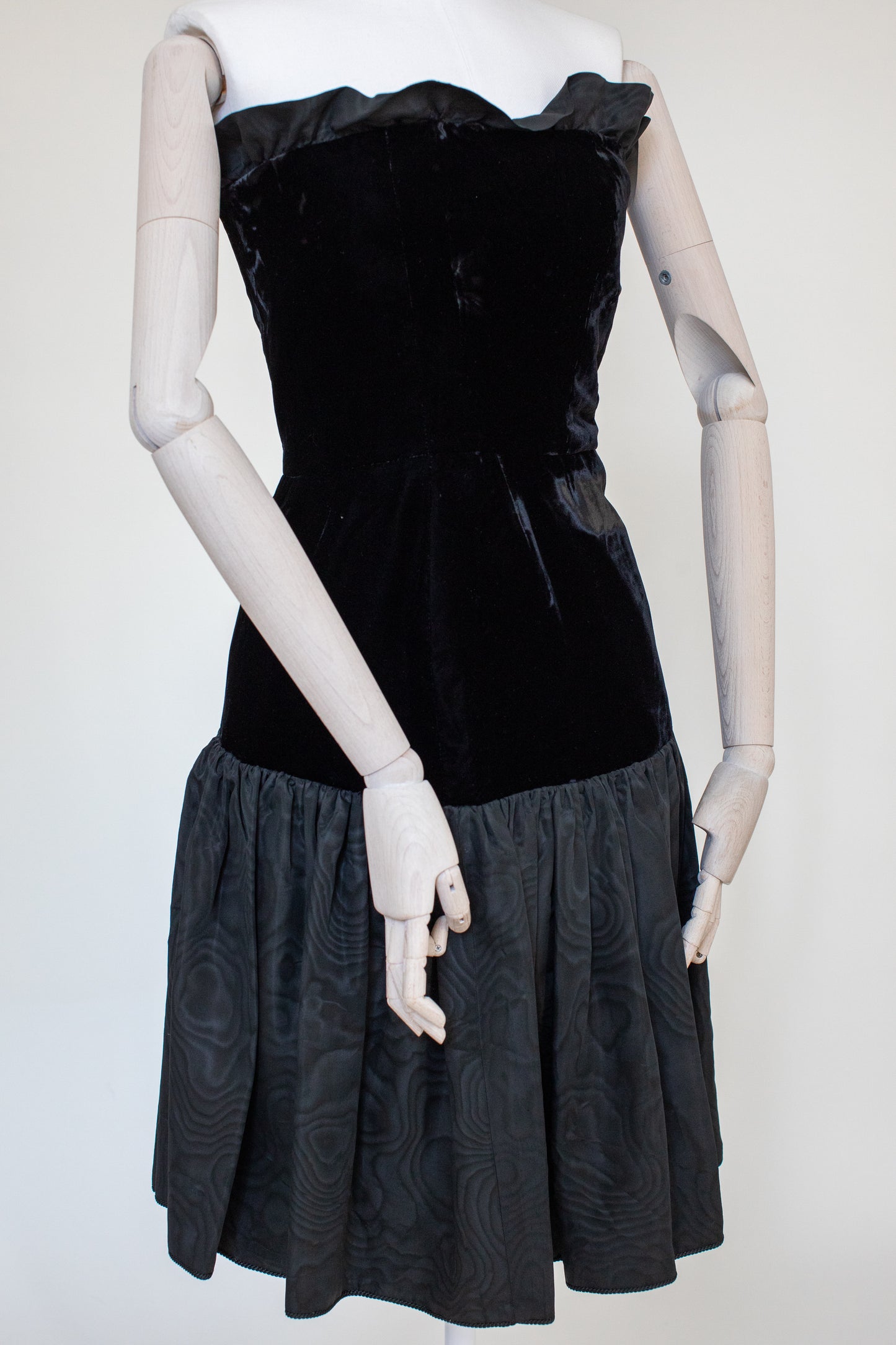 1980s Vintage Black Velvet Evening Dress by Yves Saint Laurent Rive Gauche Size S-M