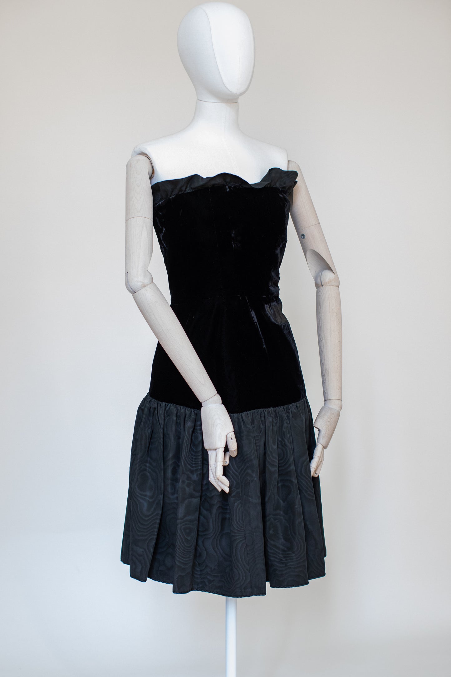 1980s Vintage Black Velvet Evening Dress by Yves Saint Laurent Rive Gauche Size S-M