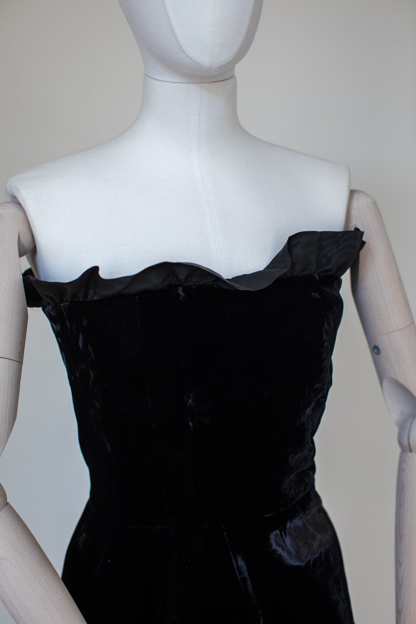 1980s Vintage Black Velvet Evening Dress by Yves Saint Laurent Rive Gauche Size S-M