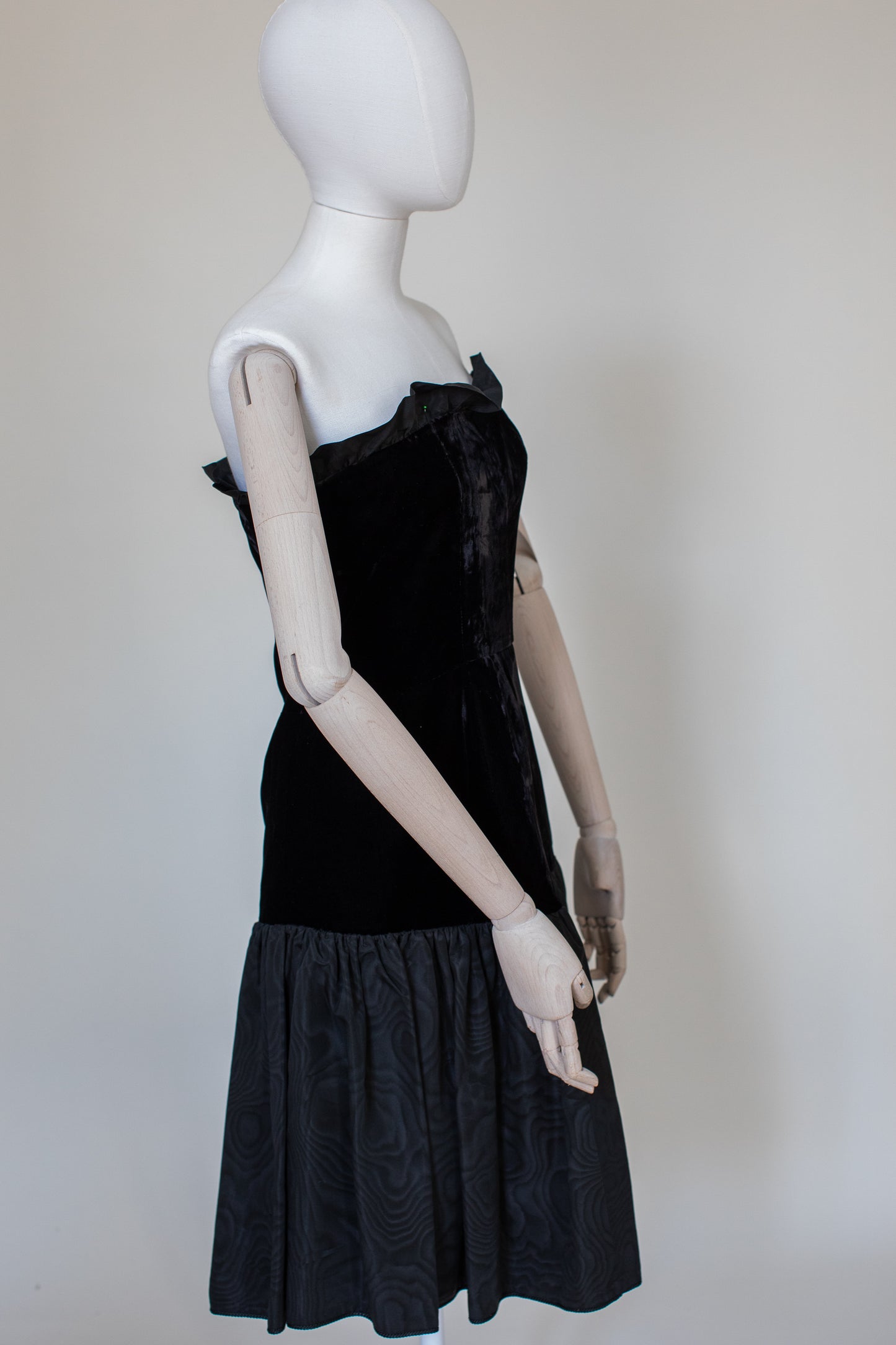 1980s Vintage Black Velvet Evening Dress by Yves Saint Laurent Rive Gauche Size S-M