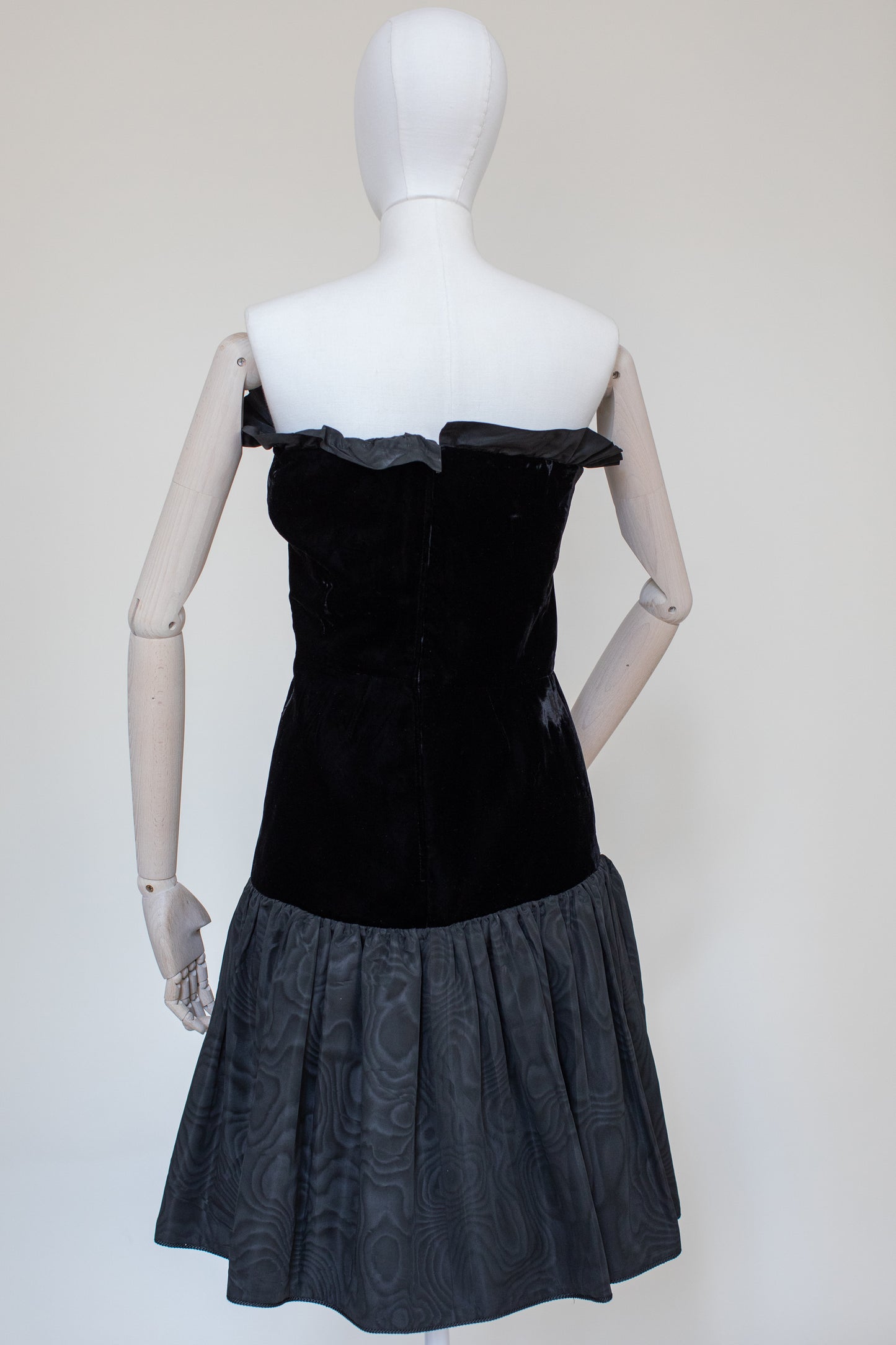1980s Vintage Black Velvet Evening Dress by Yves Saint Laurent Rive Gauche Size S-M