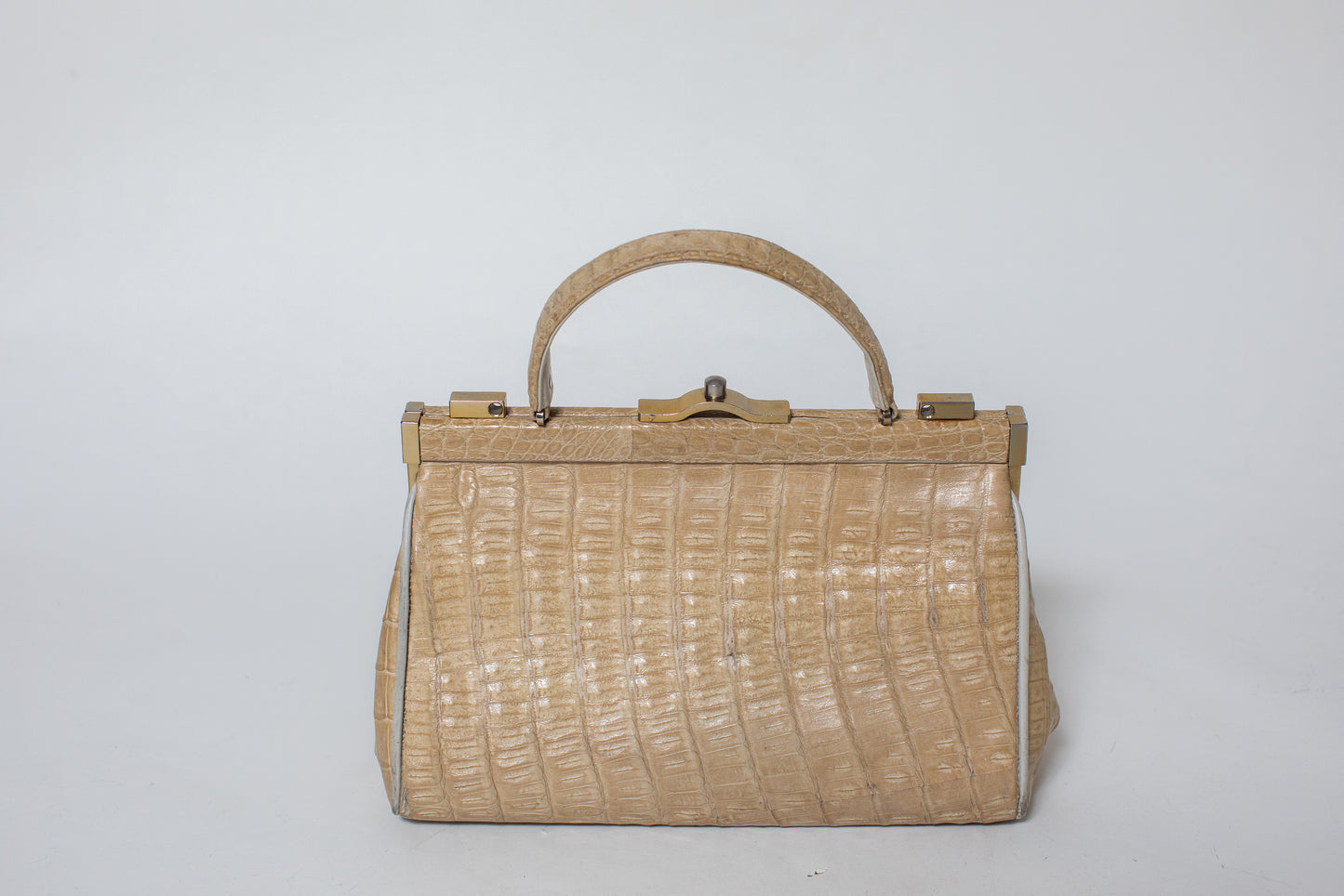 1970 Vintage Large Beige Doctor's Croc Leather Bag