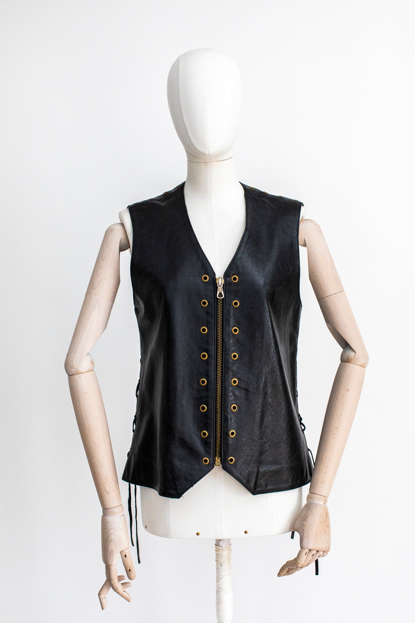 Vintage Versace Jeans Coutur Black Leather Vest