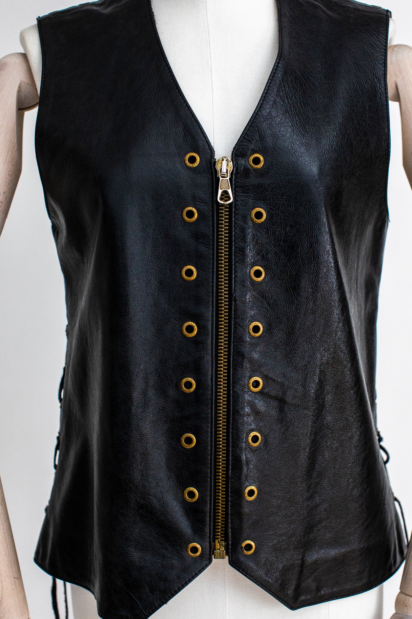 Vintage Versace Jeans Coutur Black Leather Vest