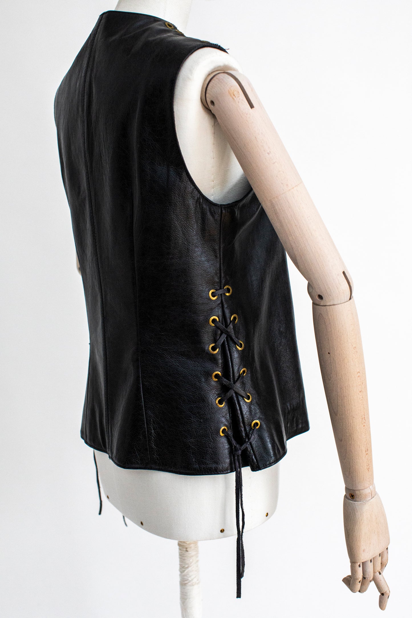Vintage Versace Jeans Coutur Black Leather Vest