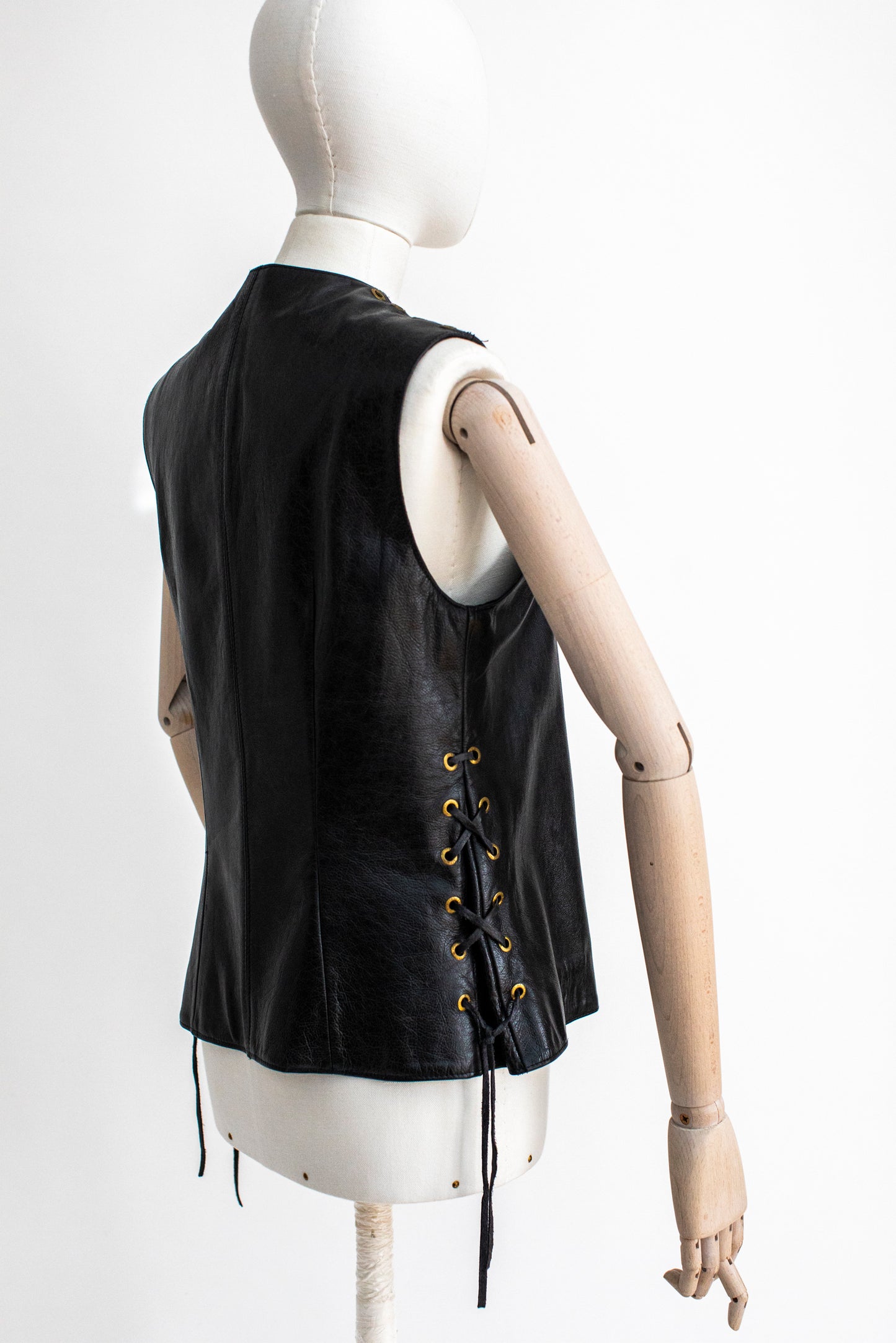 Vintage Versace Jeans Coutur Black Leather Vest