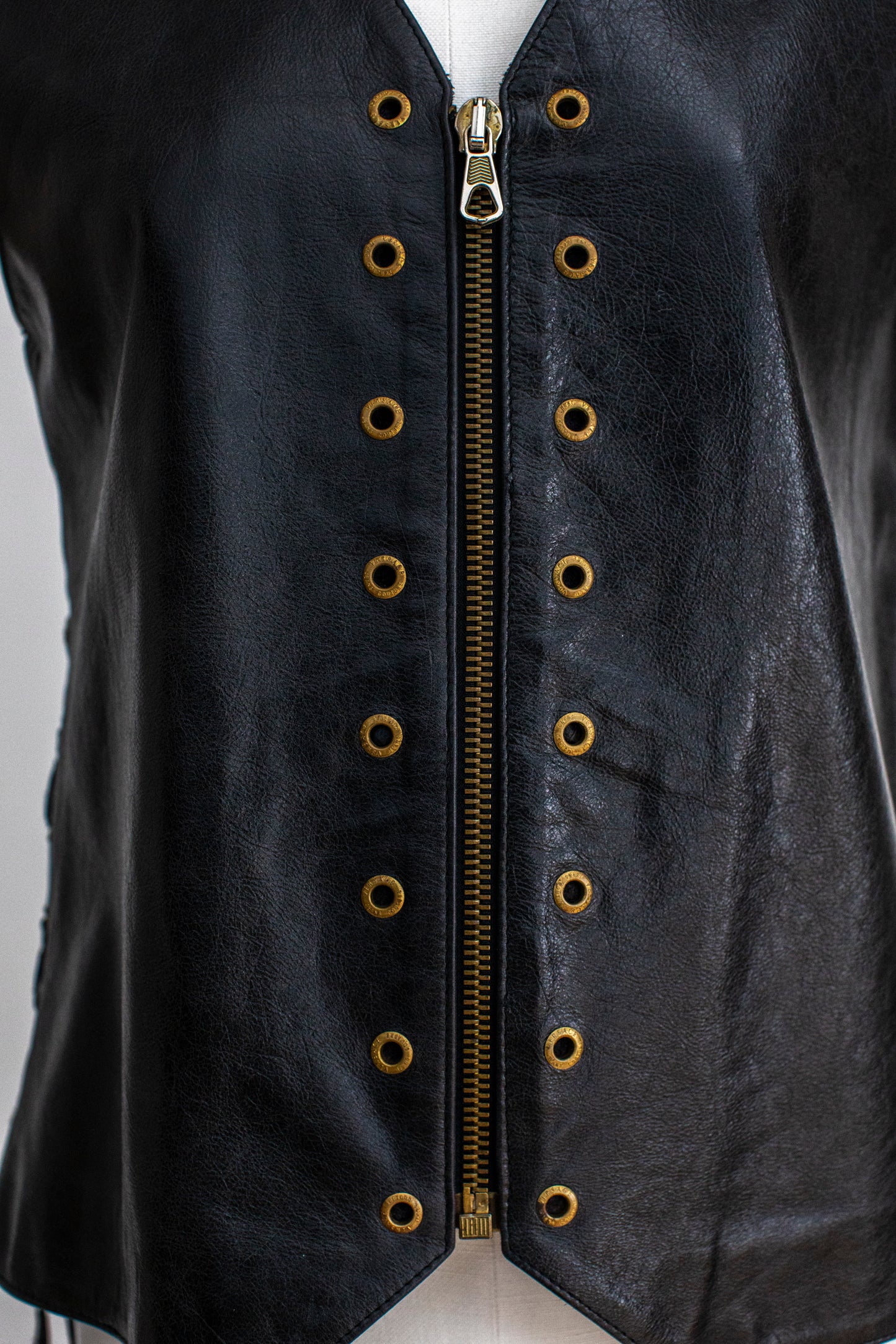 Vintage Versace Jeans Coutur Black Leather Vest