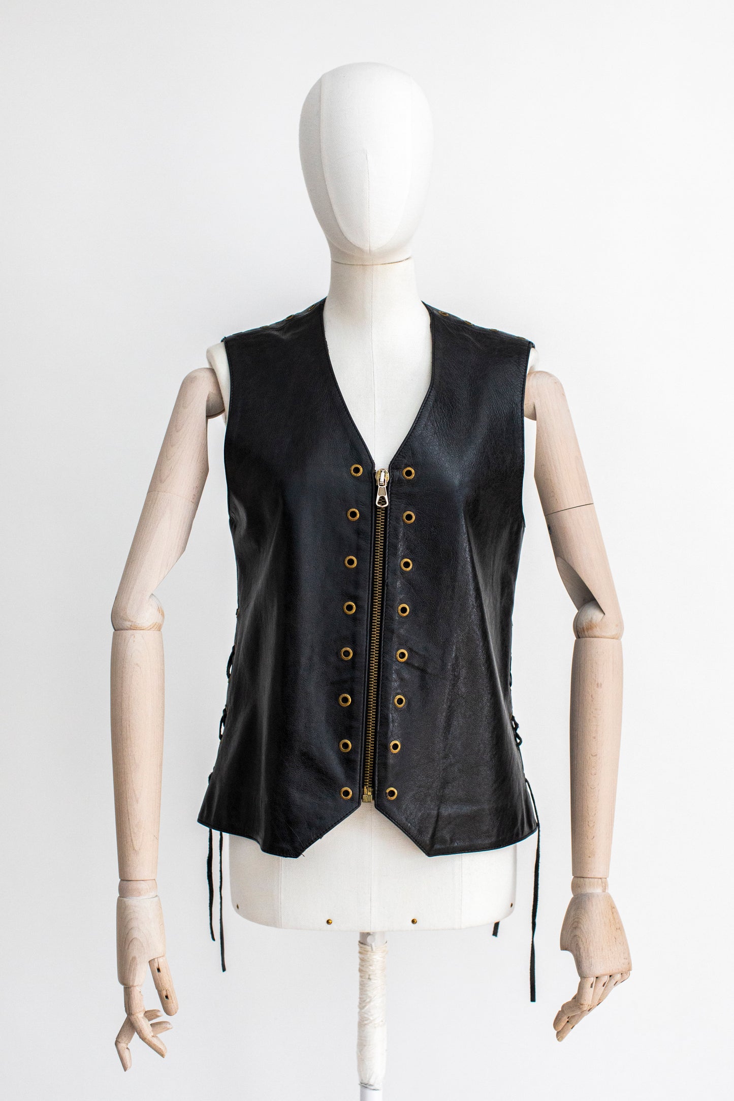 Vintage Versace Jeans Coutur Black Leather Vest