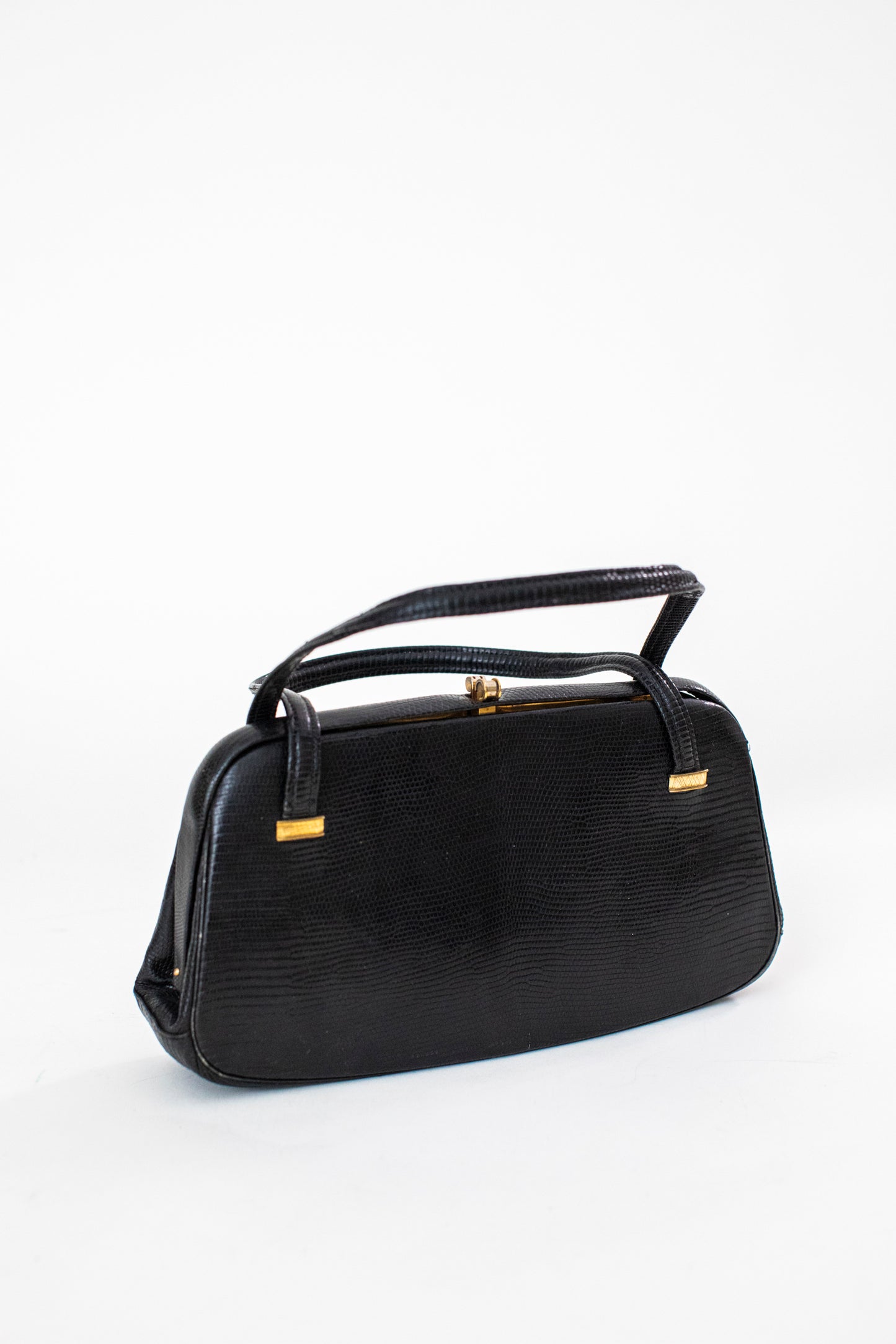 1950 Vintage Black Snake Leather Handbag