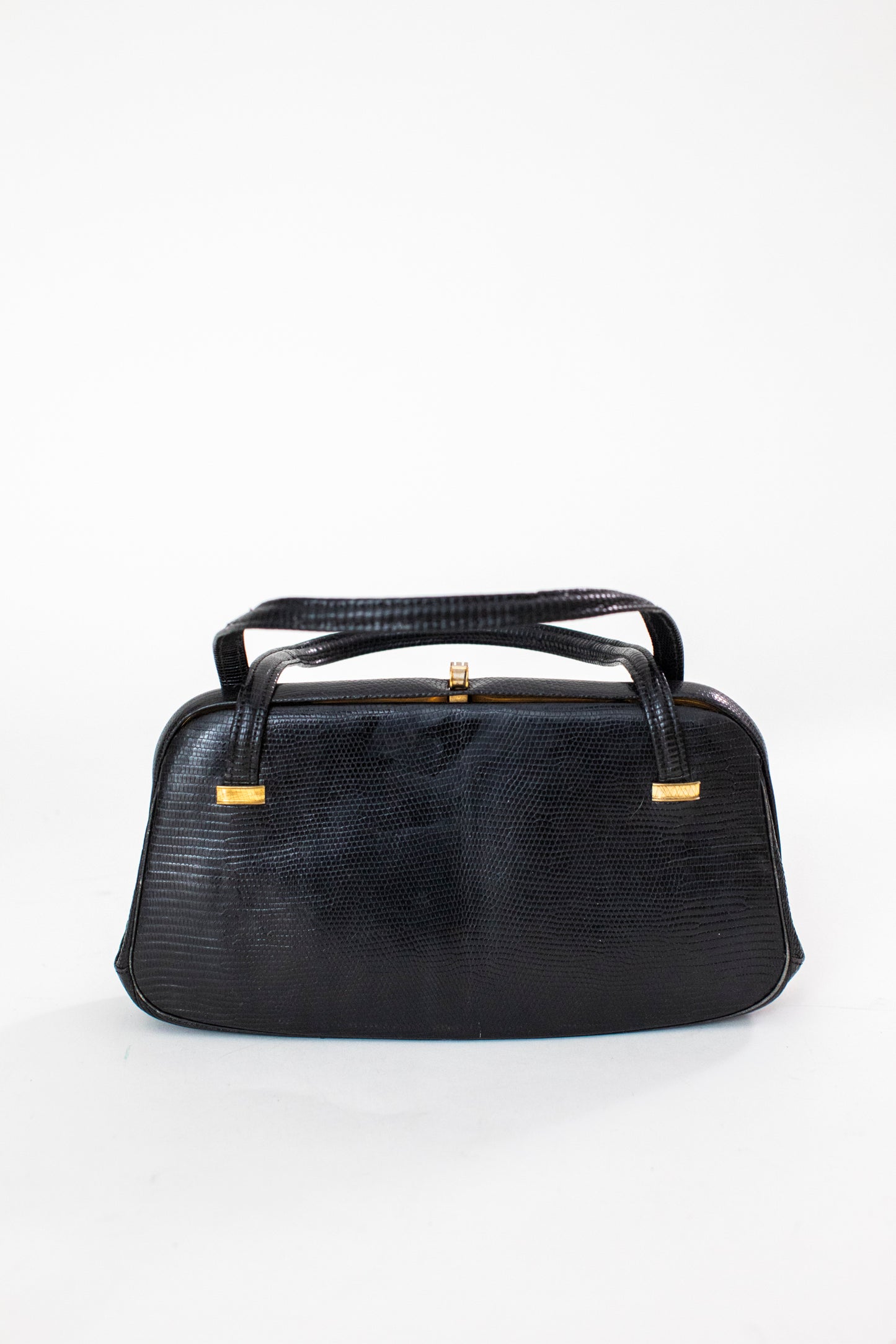 1950 Vintage Black Snake Leather Handbag