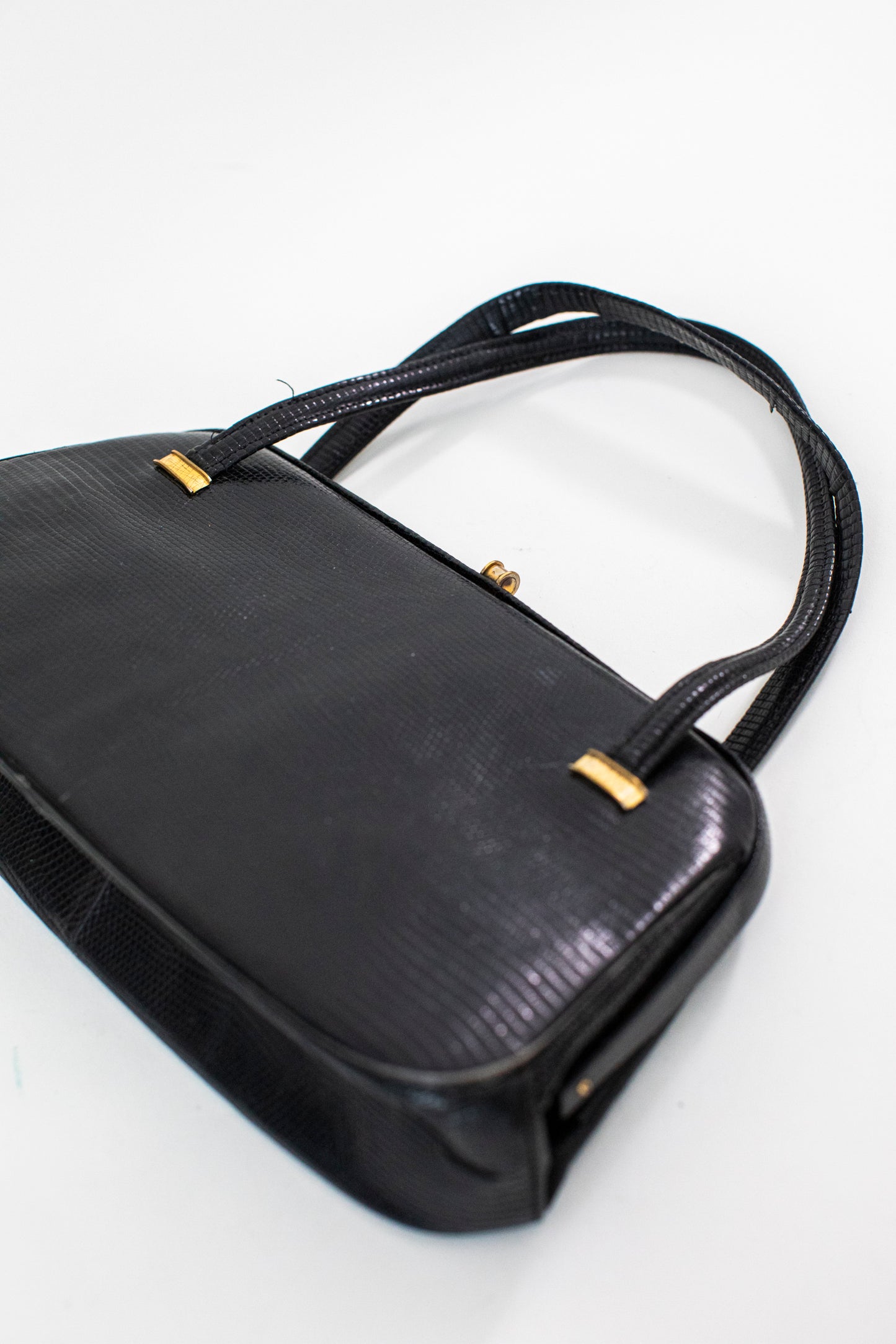1950 Vintage Black Snake Leather Handbag